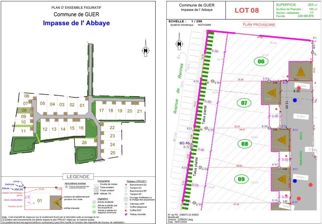Terrain constructible de 253 m² à vendre à Guer (56) – Projet sur mesure 