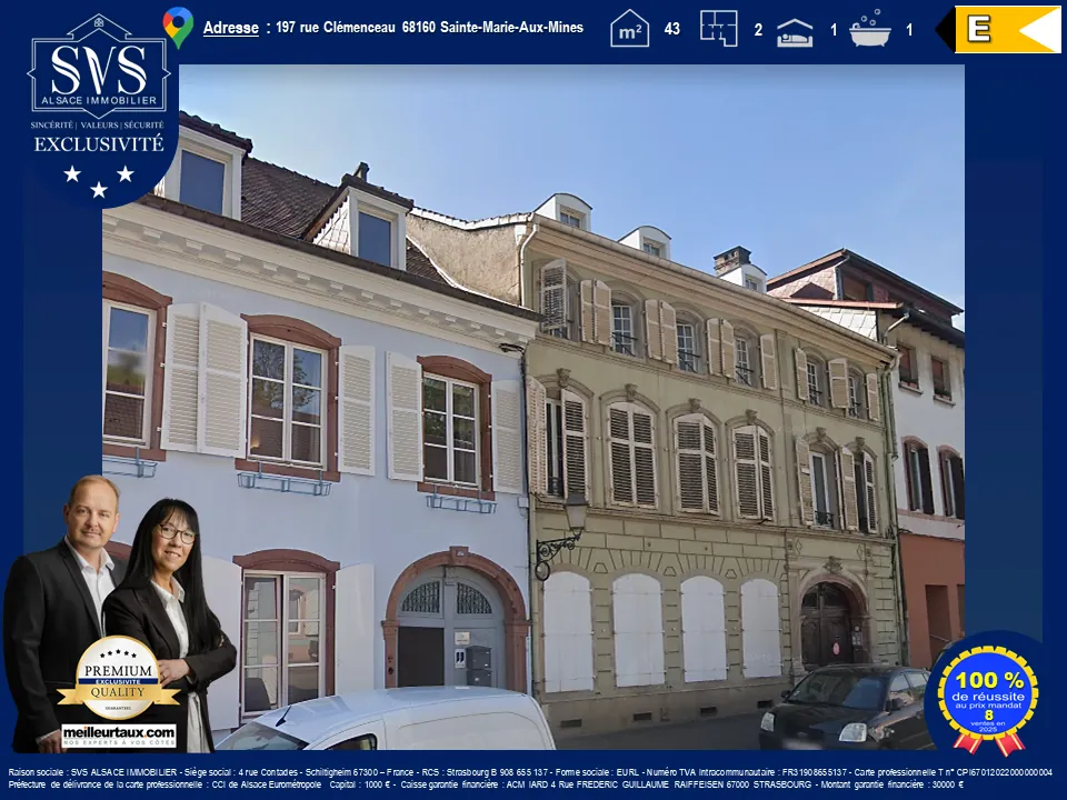 Appartement F2 à rénover de 43 m² à Sainte-Marie-aux-Mines