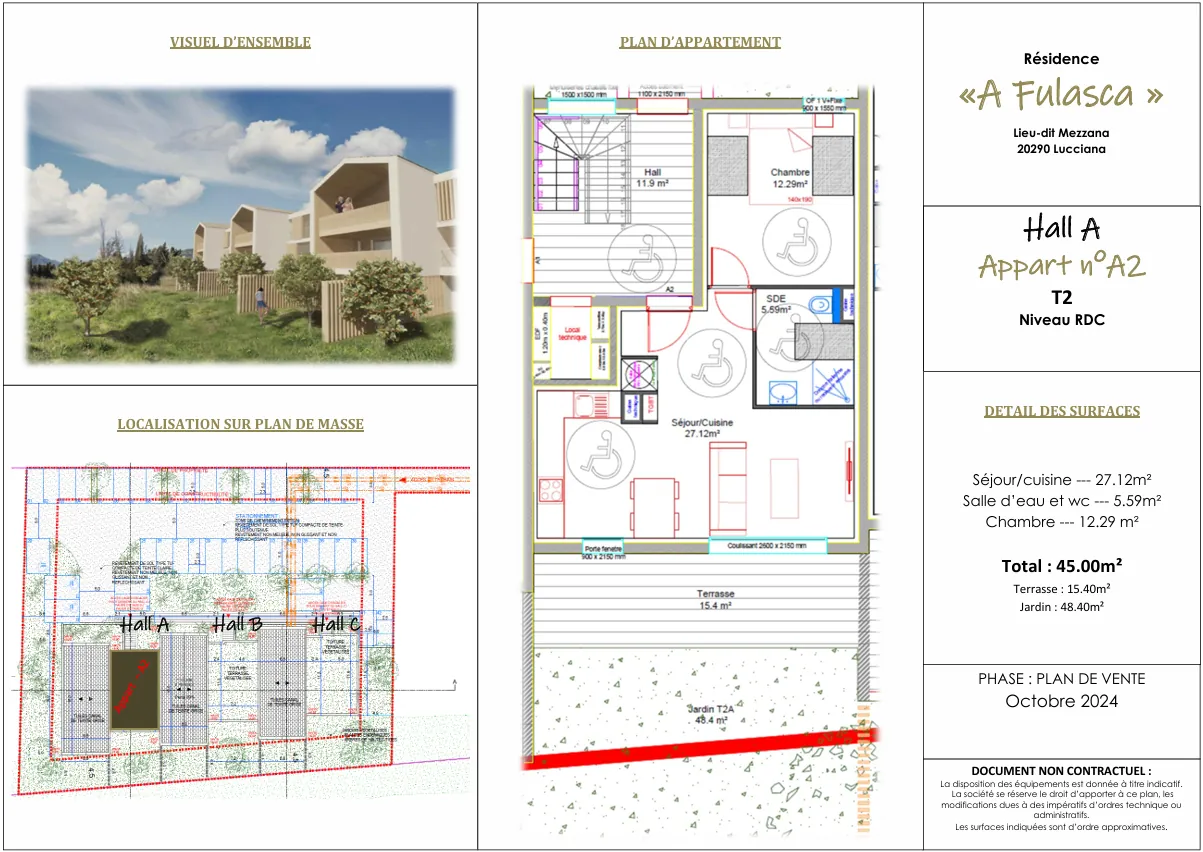 Appartement T2 en rez-de-jardin à Lucciana avec terrasse et parking dans résidence calme 