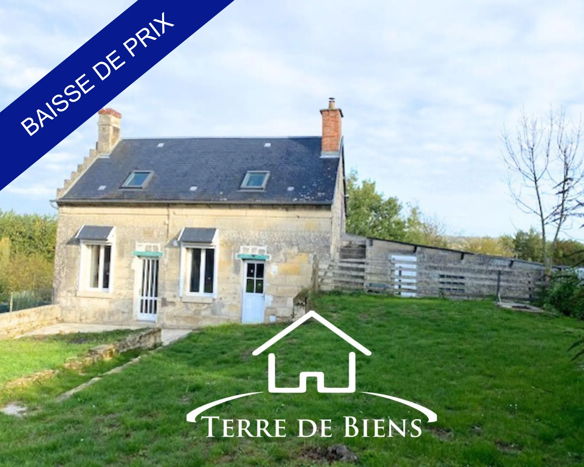 Maison de village à rénover de 76 m² avec dépendance et grand terrain à Vic-sur-Aisne