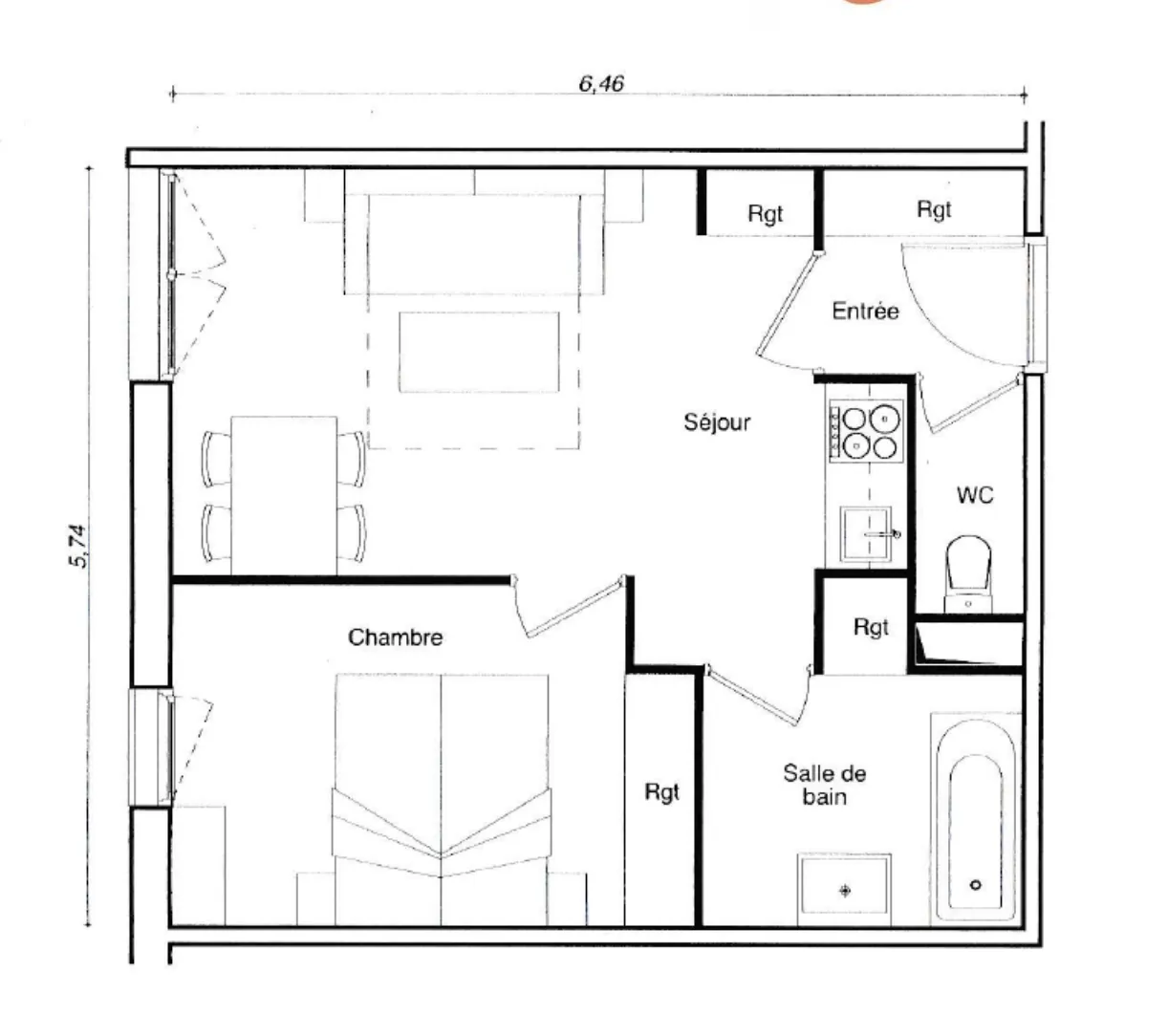 Investissement locatif en bail commercial meublé à Biarritz, 2 pièces 