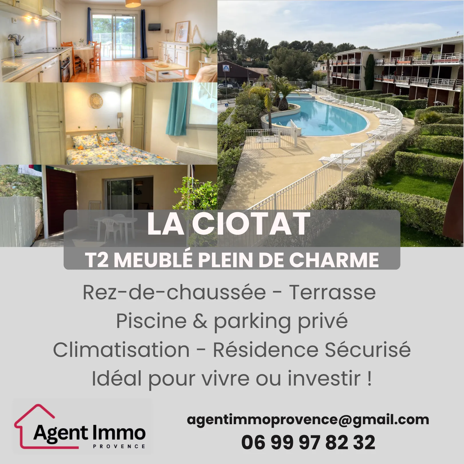 Appartement T2 avec terrasse et piscine à La Ciotat, parfait pour investissement ou résidence secondaire