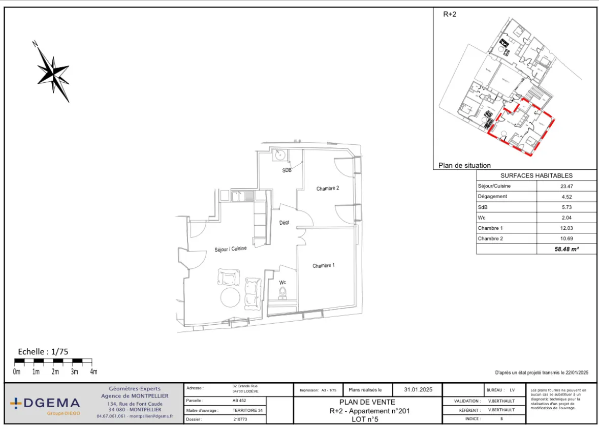 Appartement rénové de 58 m² à Lodève, centre-ville, livraison 2027