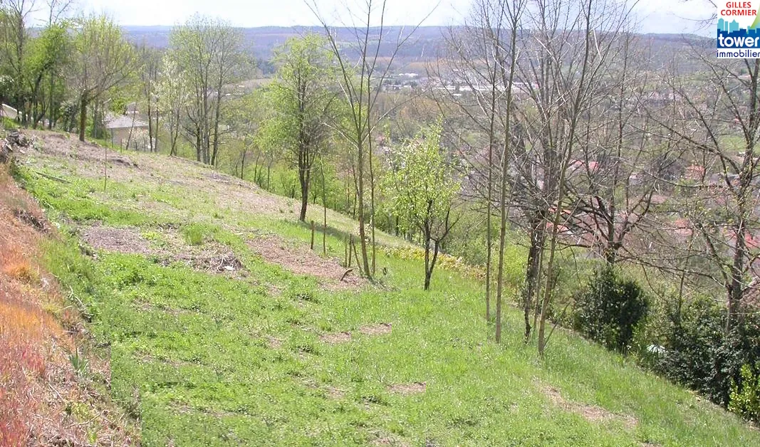 Terrain constructible à Villefranche de Rouergue avec vue panoramique et réseaux en bordure