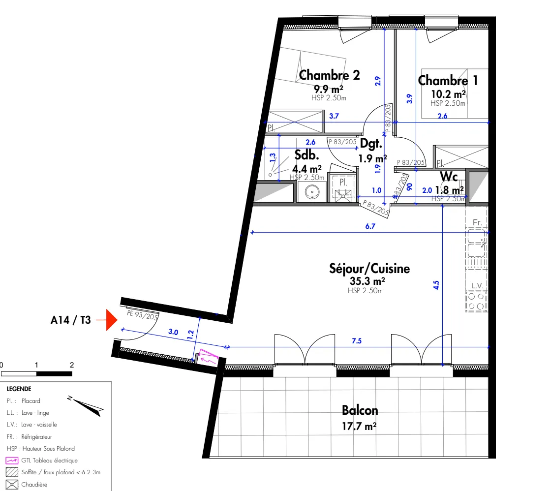 Appartement T3 récent avec terrasse et parking à Septème 