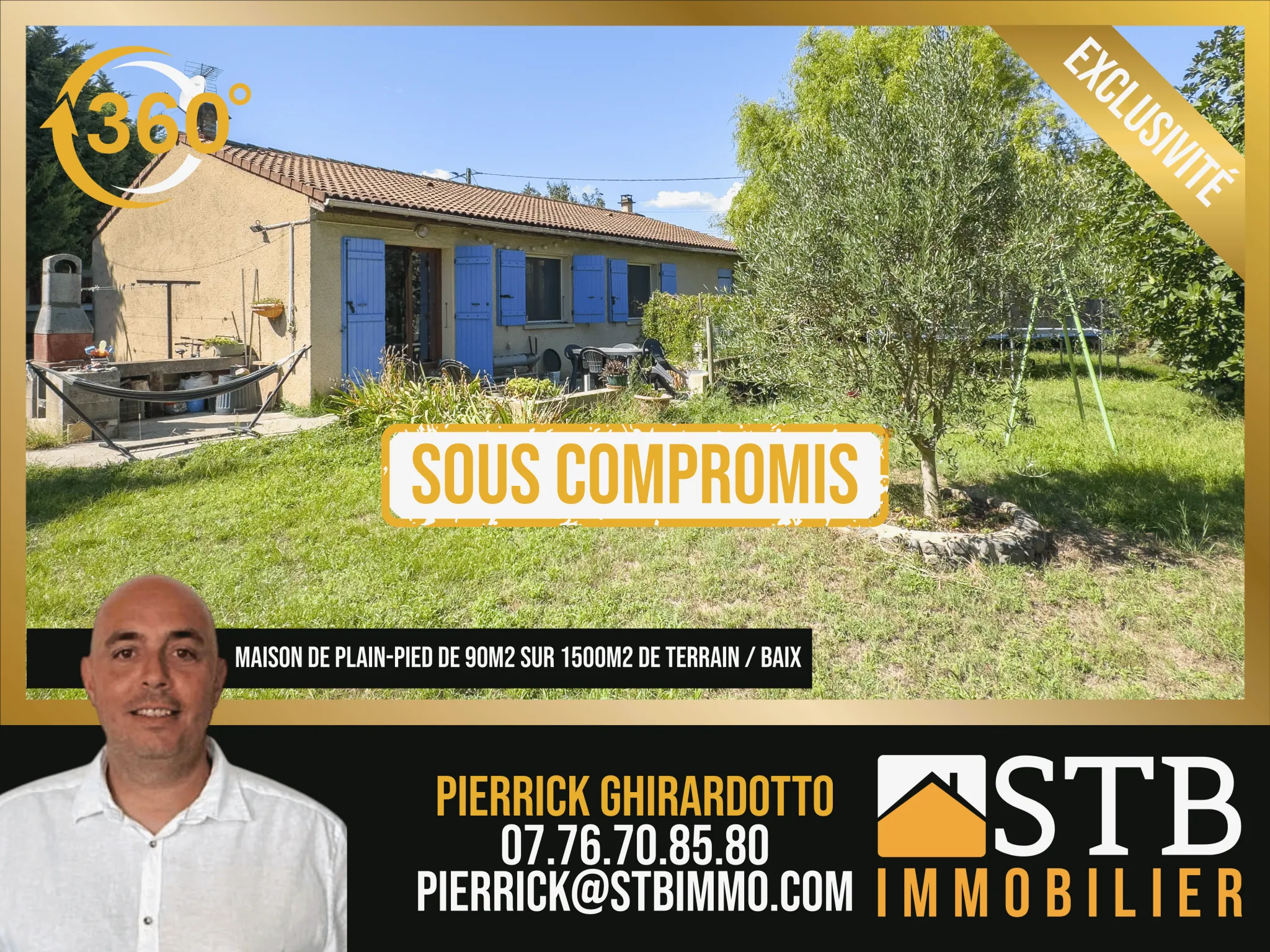 Maison de plain-pied à Baix avec grand terrain - 90m² 