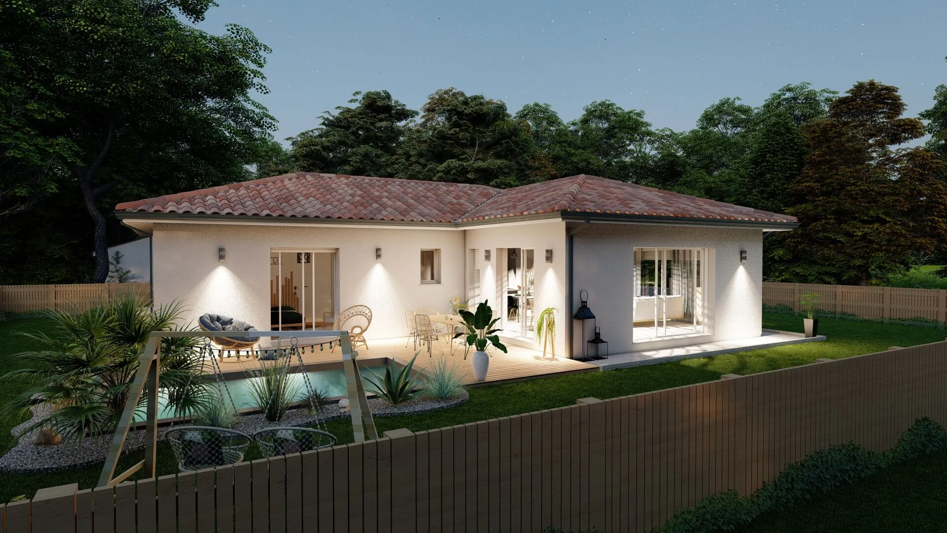 Maison neuve sur mesure à Oeyreluy – 100 m², 3 chambres, garage et terrasse 