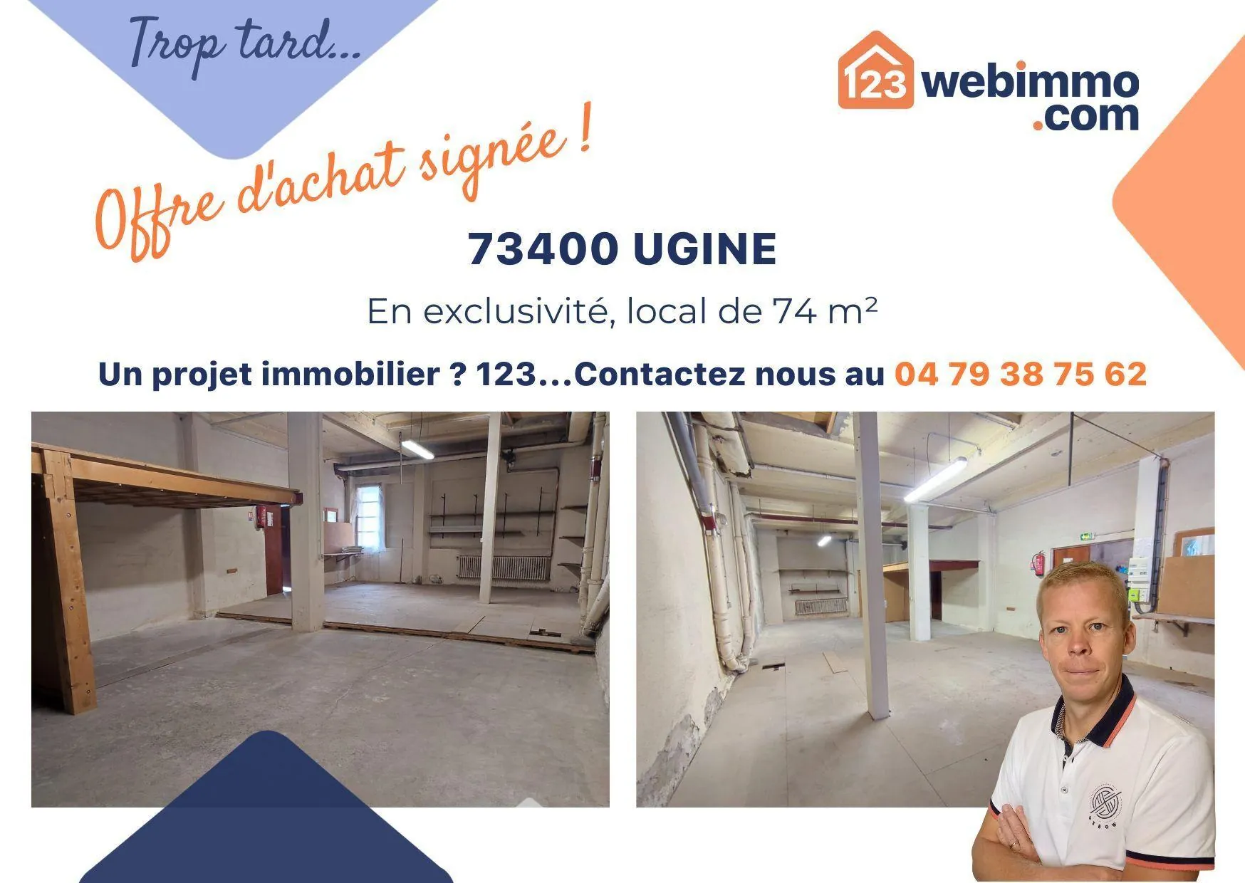 Local industriel de 74m² à Ugine avec espace de bureau lumineux