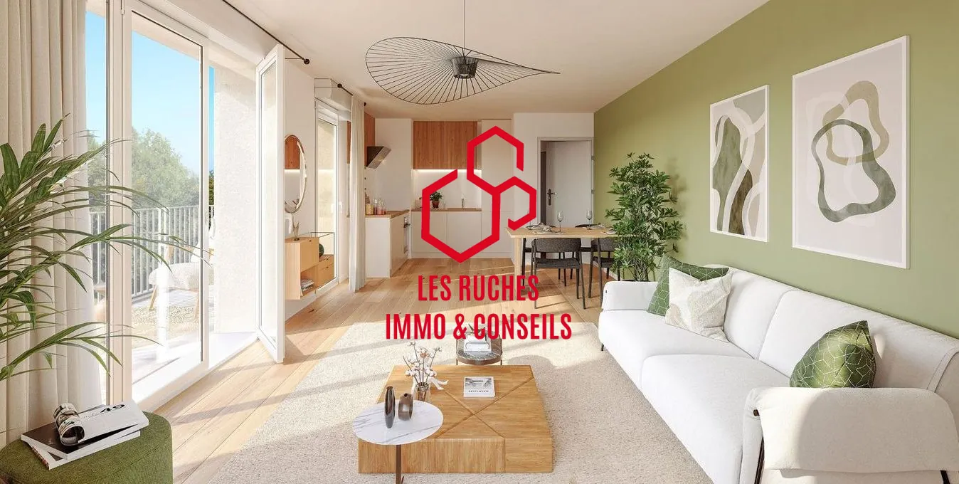 Appartement T2 neuf à vendre à Jouy-le-Moutier de 37,82 m² avec balcon 