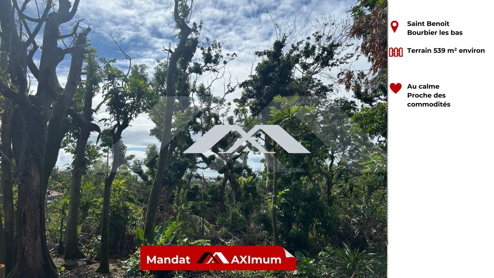 Terrain constructible de 539 m² à Saint-Benoît dans le secteur Bourbier les Bas