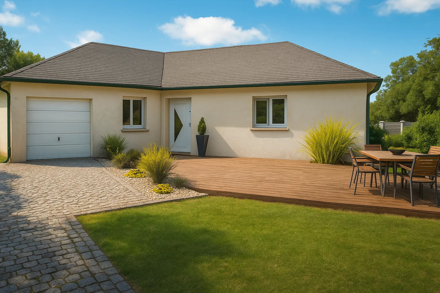 Maison neuve de 85 m² avec grand jardin à Lhuis dans un cadre calme 