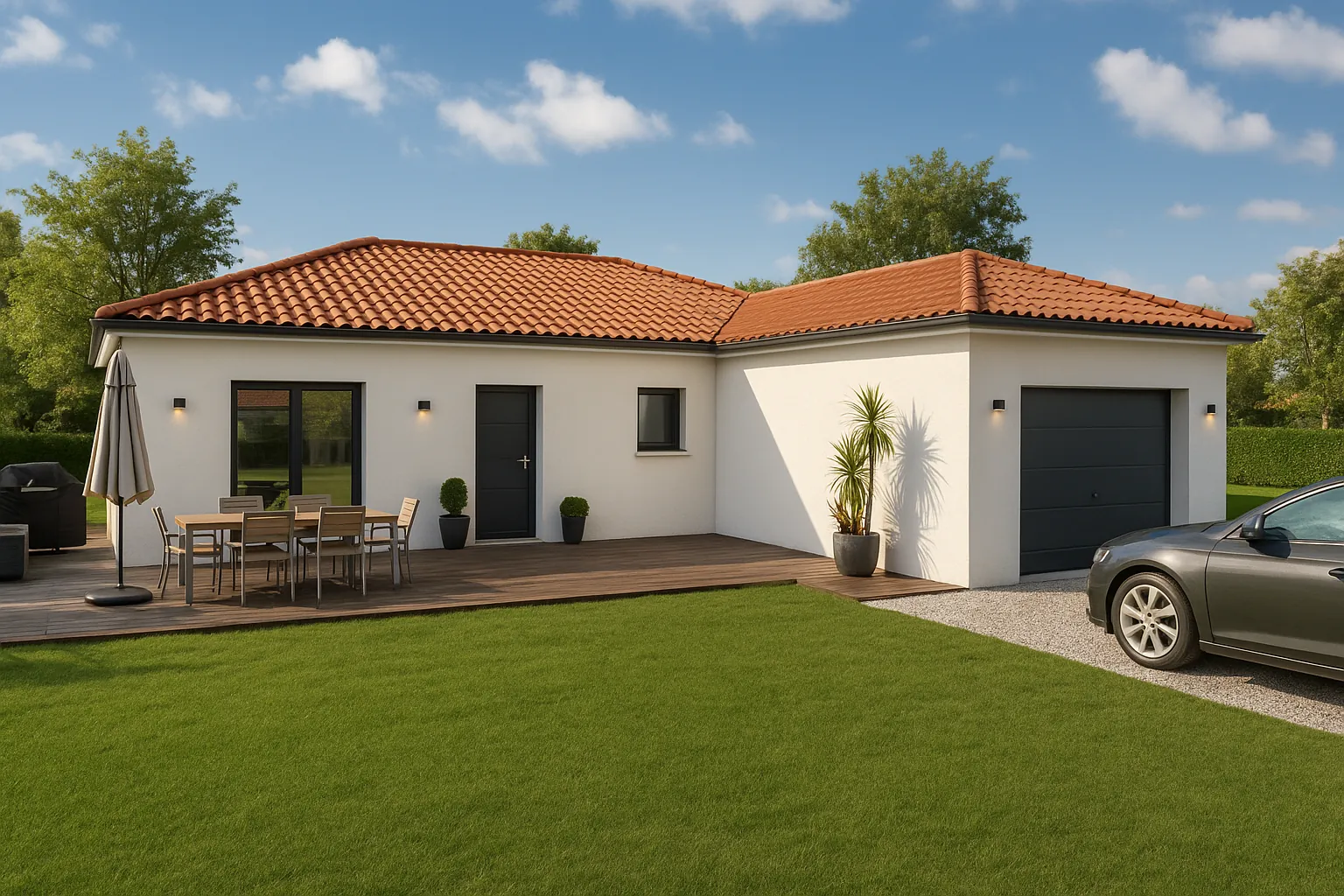 Maison neuve de 85 m² avec grand jardin à Lhuis dans un cadre calme 