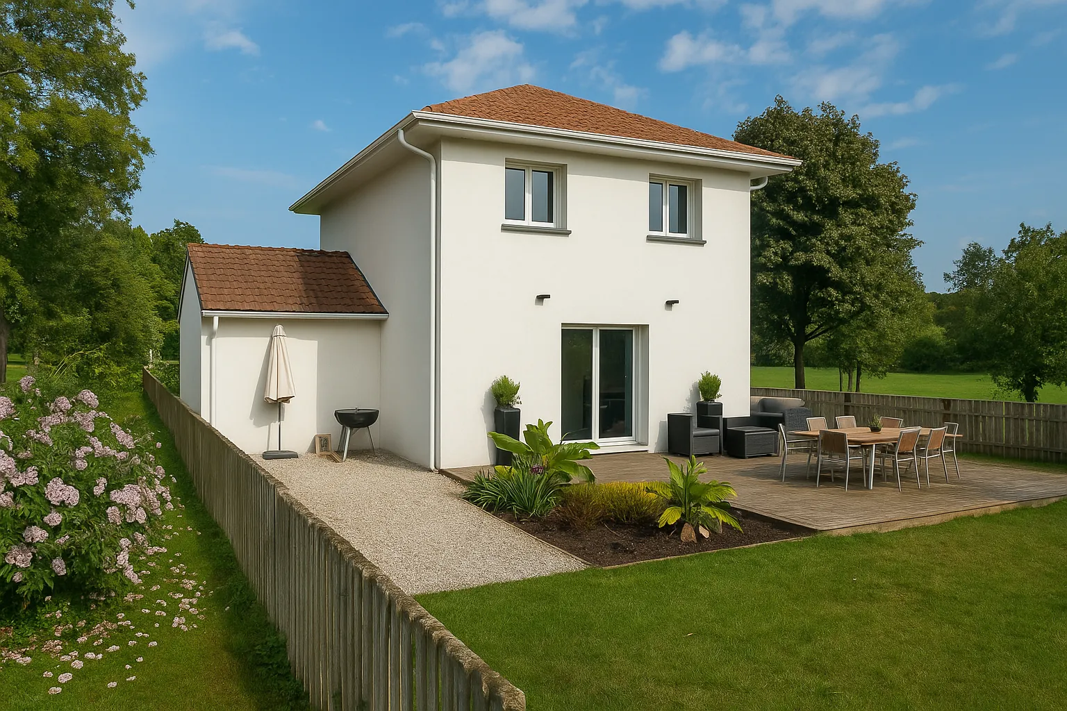 Maison neuve écologique de 90 m² avec grand jardin à Sainte-Blandine