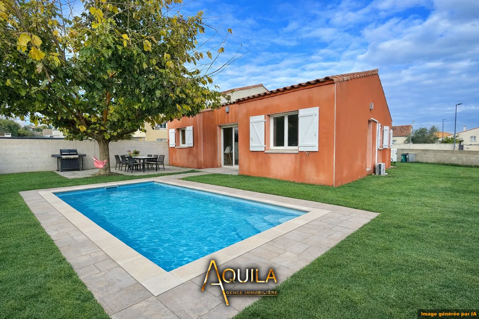 Maison de plain-pied à Béziers avec grand séjour et terrain piscinable