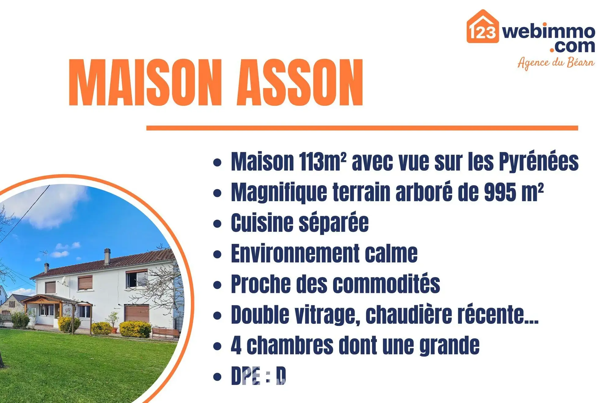 Charmante maison à Asson avec jardin et vue sur les Pyrénées, proche Nay 