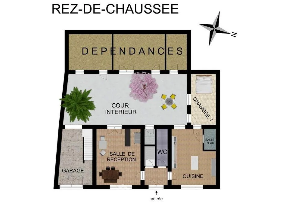 Maison de ville à rénover de 150m² à Mirebeau avec garage, dépendance et cour 