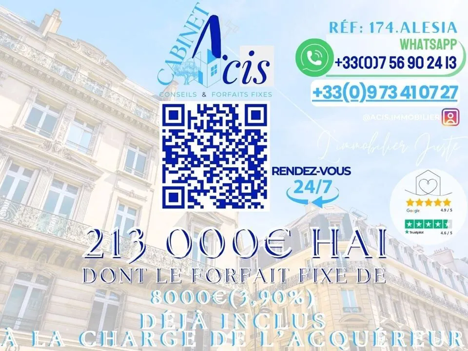 Charmant studio de 19 m² à Paris 14ème, calme et proche métro, parfait pour investissement ou pied-à-terre 