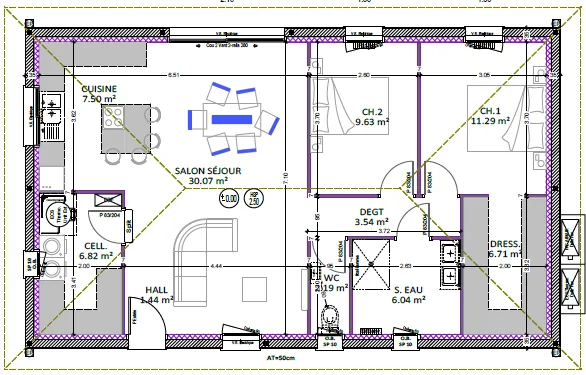 Maison neuve 85 m² avec 2 chambres, terrasse couverte à Saint-Michel-Escalus 