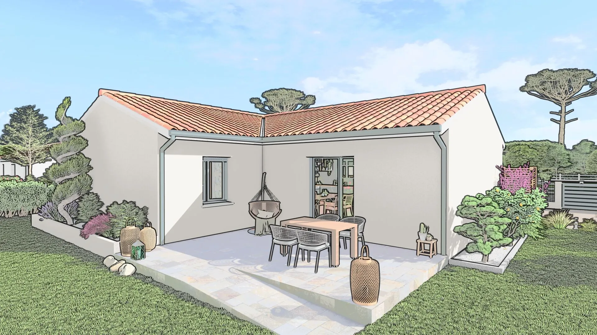 Maison neuve de 90 m² à Laluque avec terrain de 804 m² et options de chauffage moderne