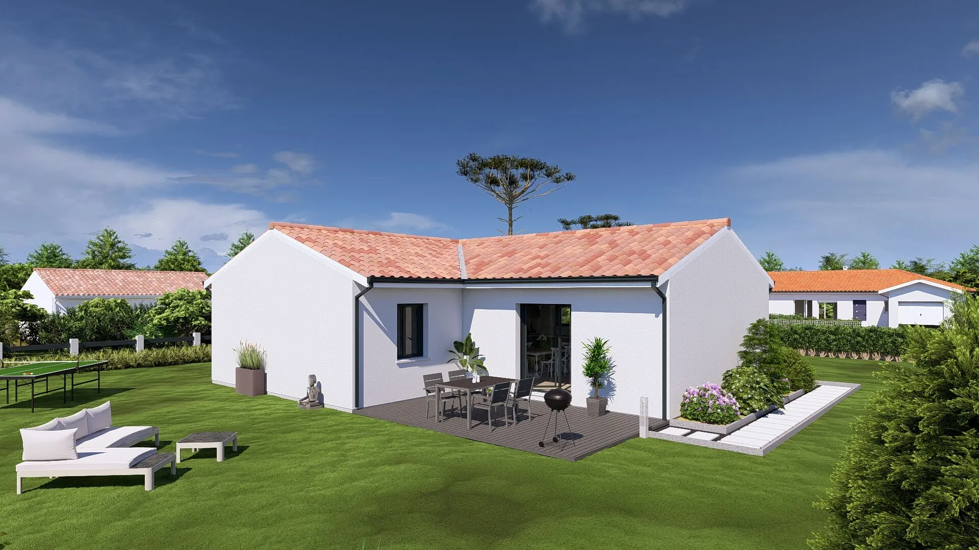 Maison neuve de 90 m² à Laluque avec terrain de 804 m² et options de chauffage moderne 