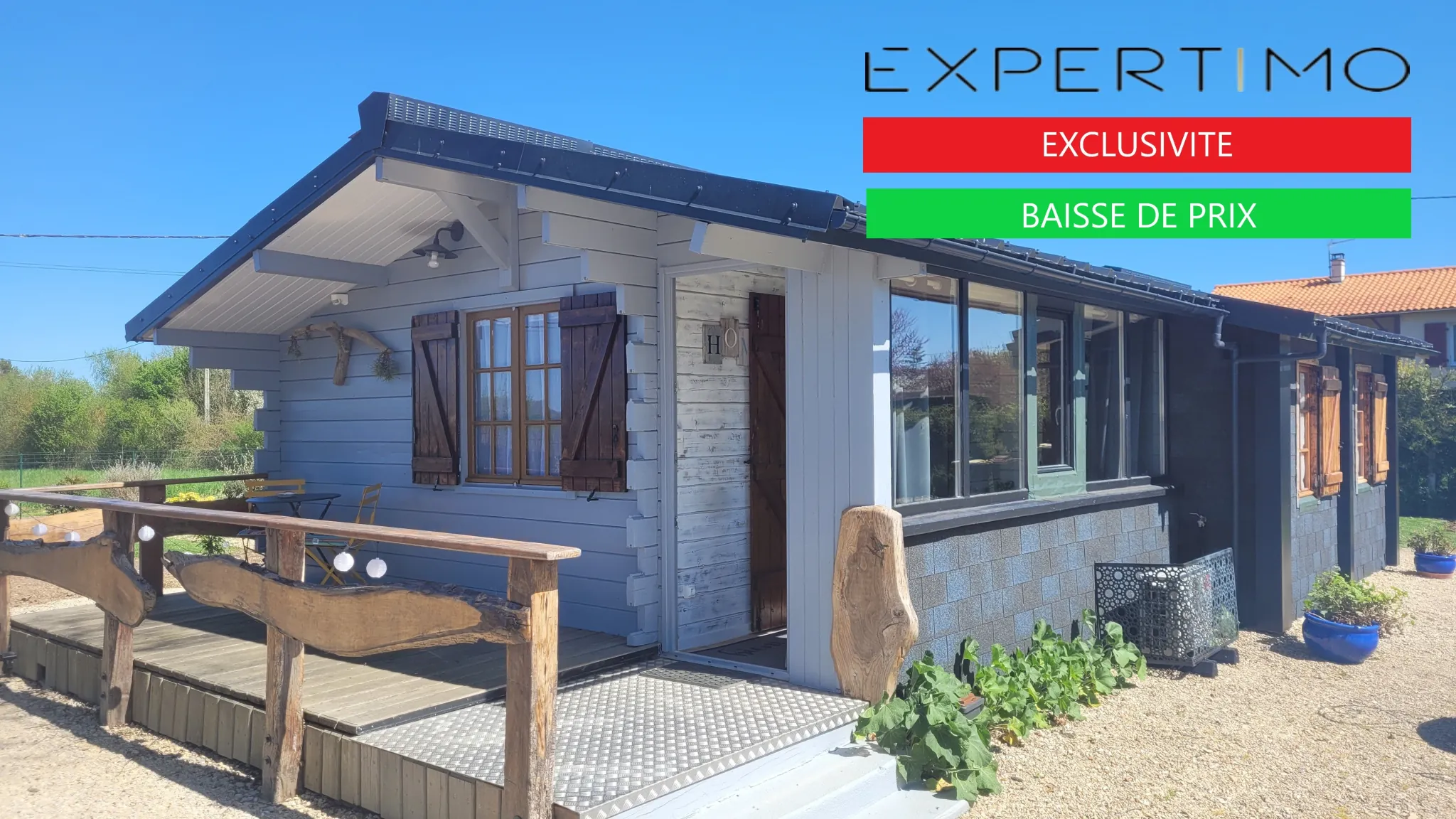 Magnifique chalet en bois rénové avec terrasse et parcelle constructible près de Poitiers