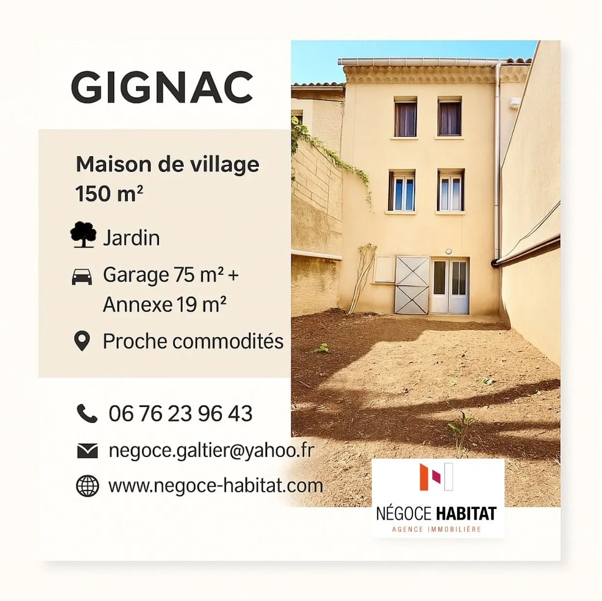 Maison de village à Gignac avec jardin, garage et annexe, 7 pièces