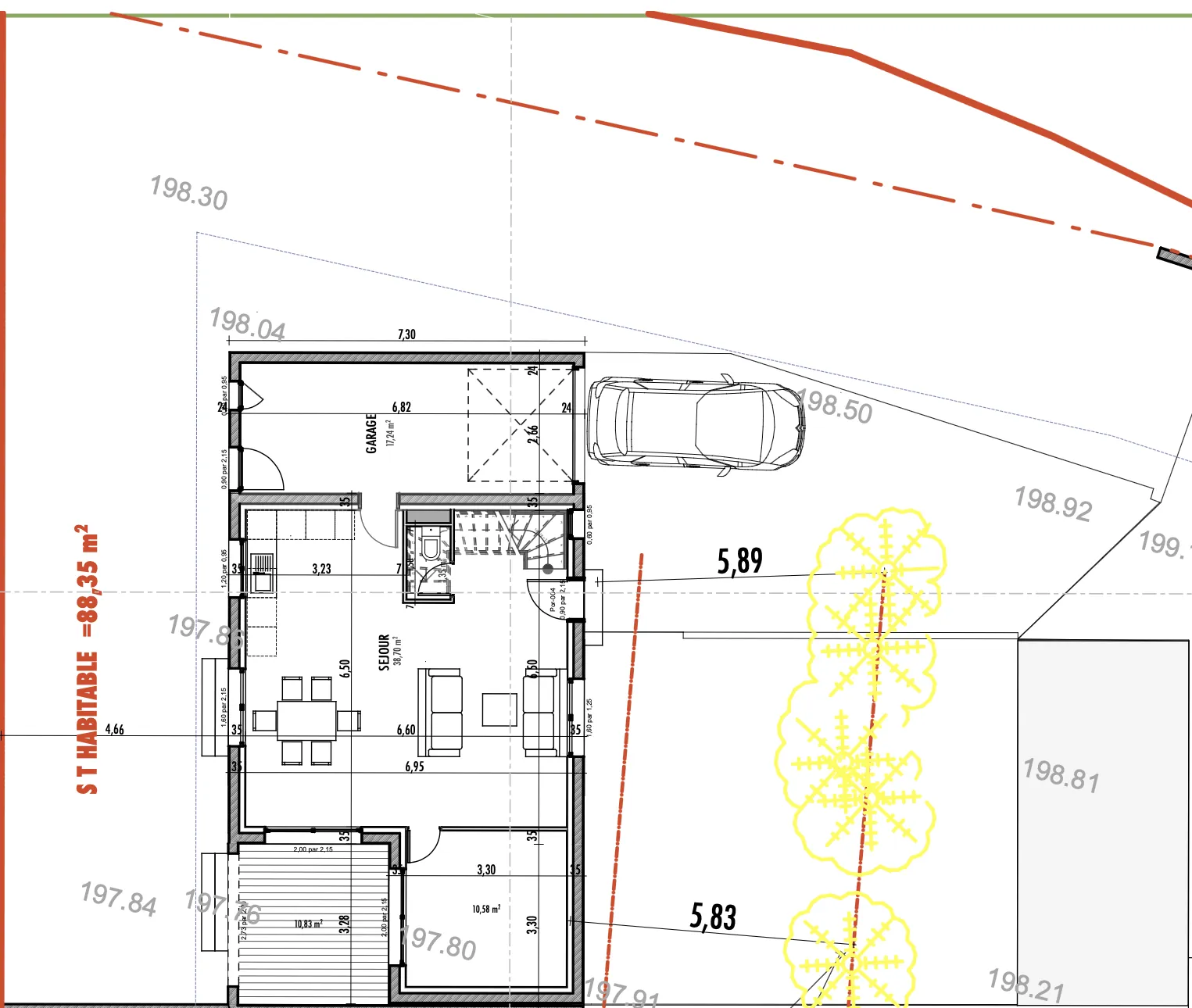 Terrain de 407 m² à Aix-en-Provence avec projet de villa contemporaine de 88 m² 