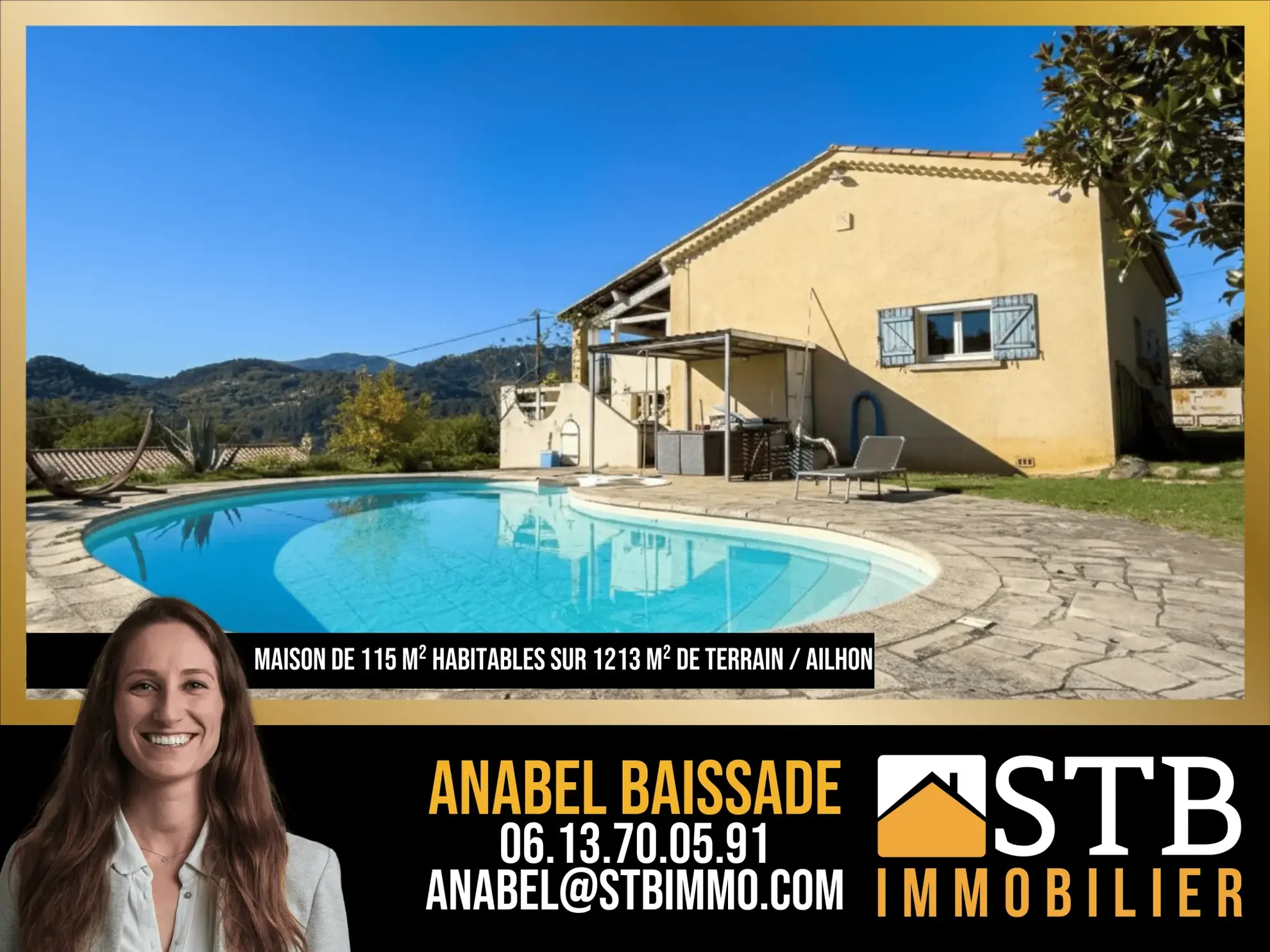 Villa individuelle avec piscine à Ailhon - 115 m²