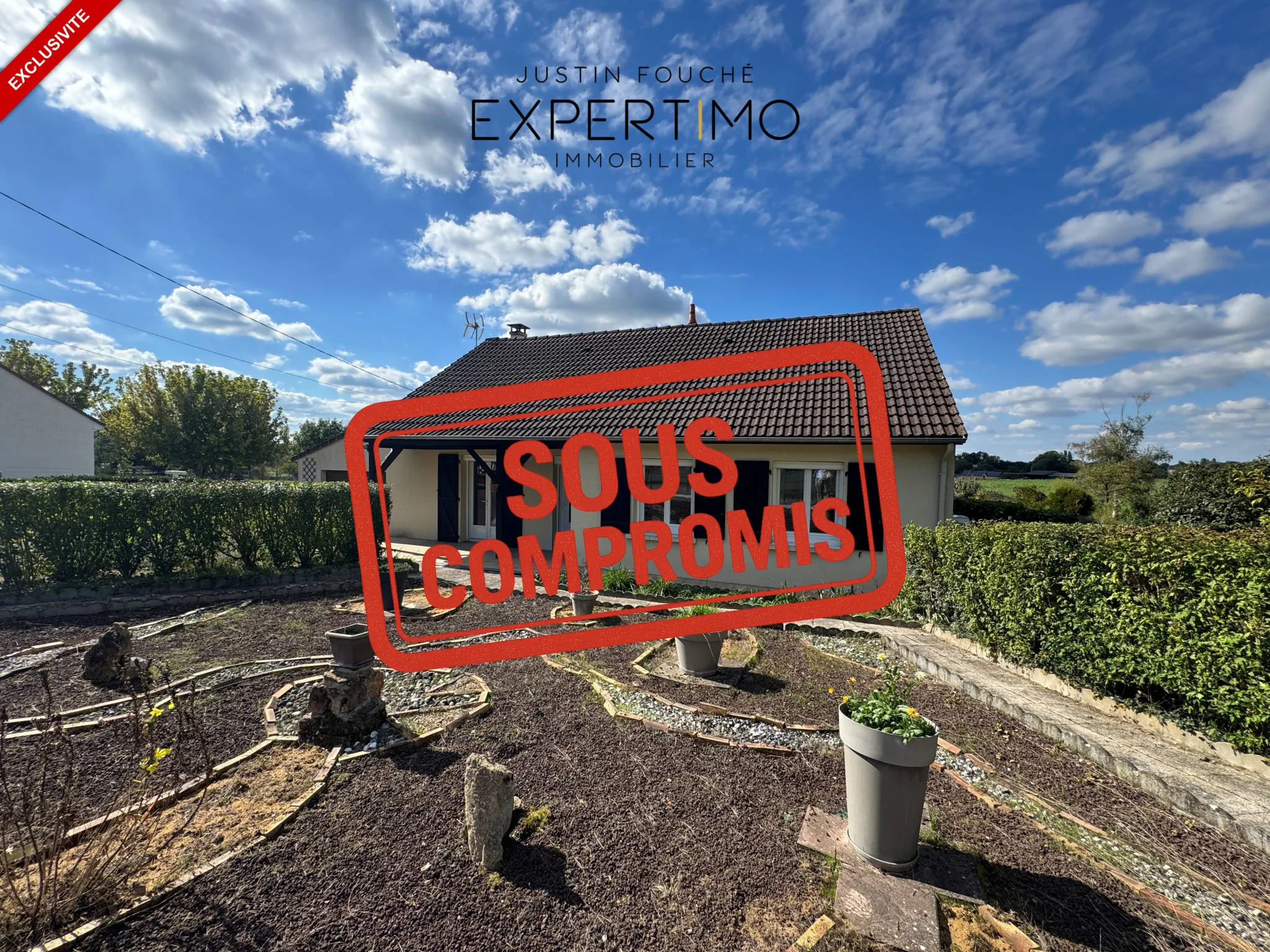 Maison de plain-pied à Lombron avec grand jardin et garage, 4 chambres