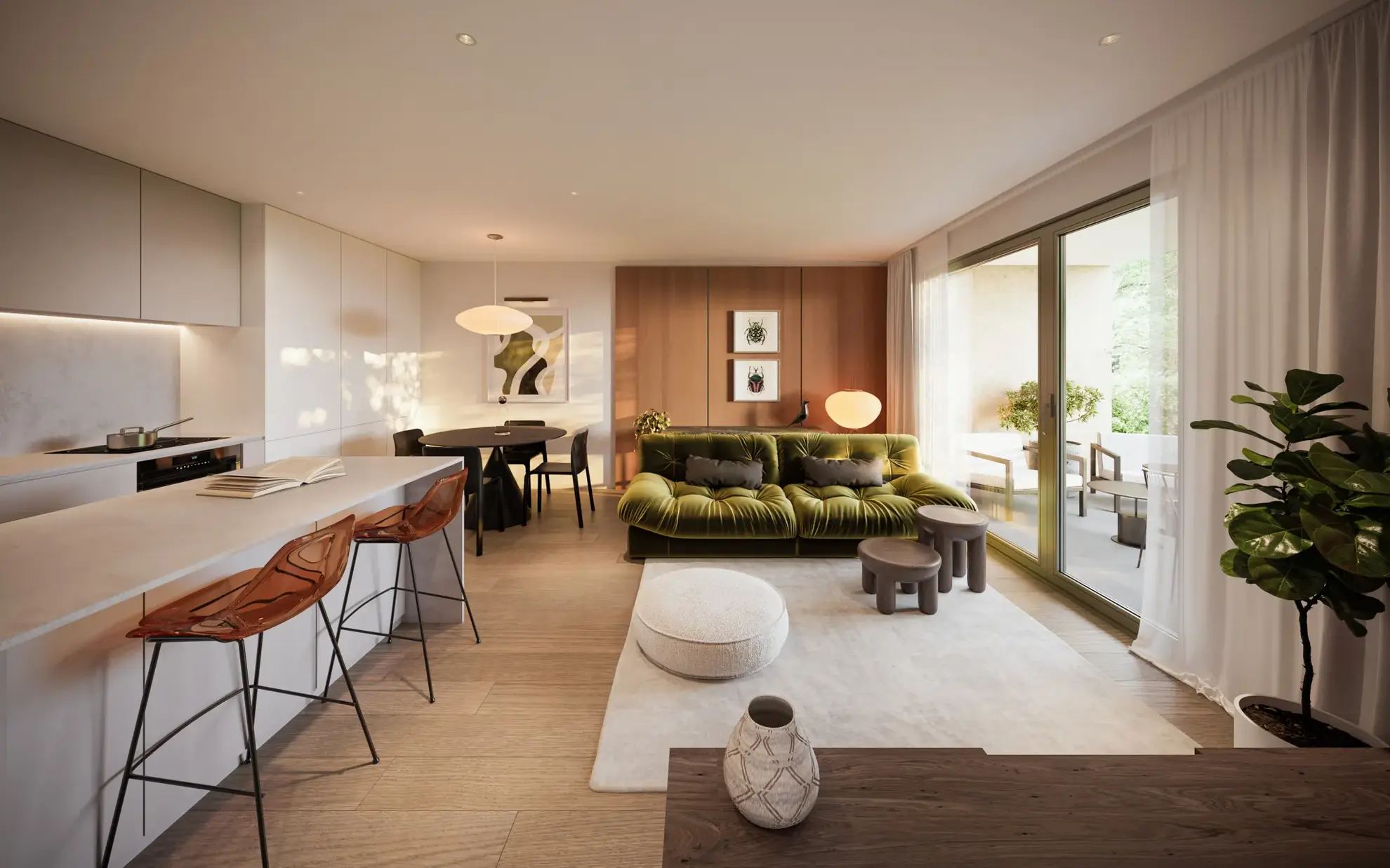 Appartement 2 pièces contemporain avec vue sur quatelbach à Sausheim