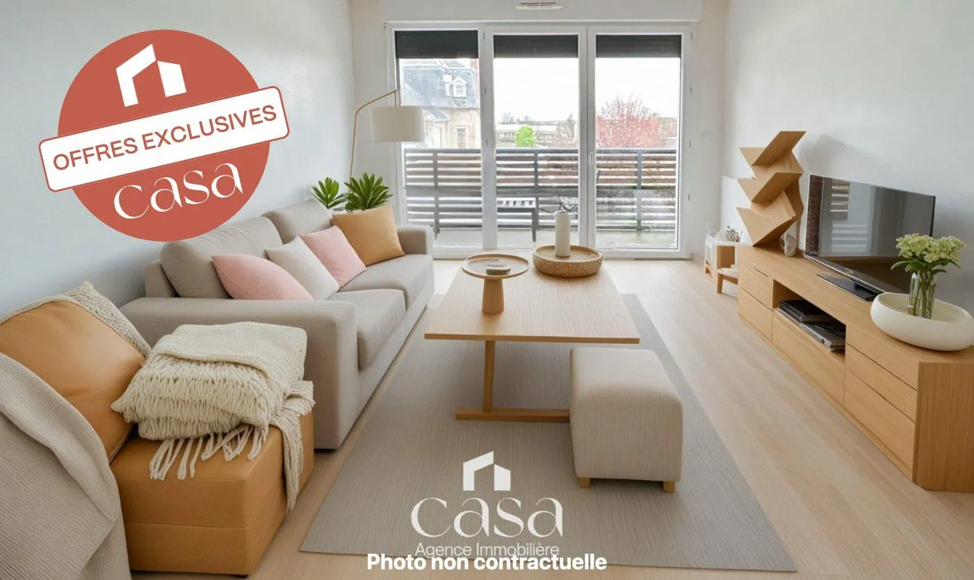 Appartement 2 pièces sécurisé à Caen, proche des commodités, avec balcon et parking privé