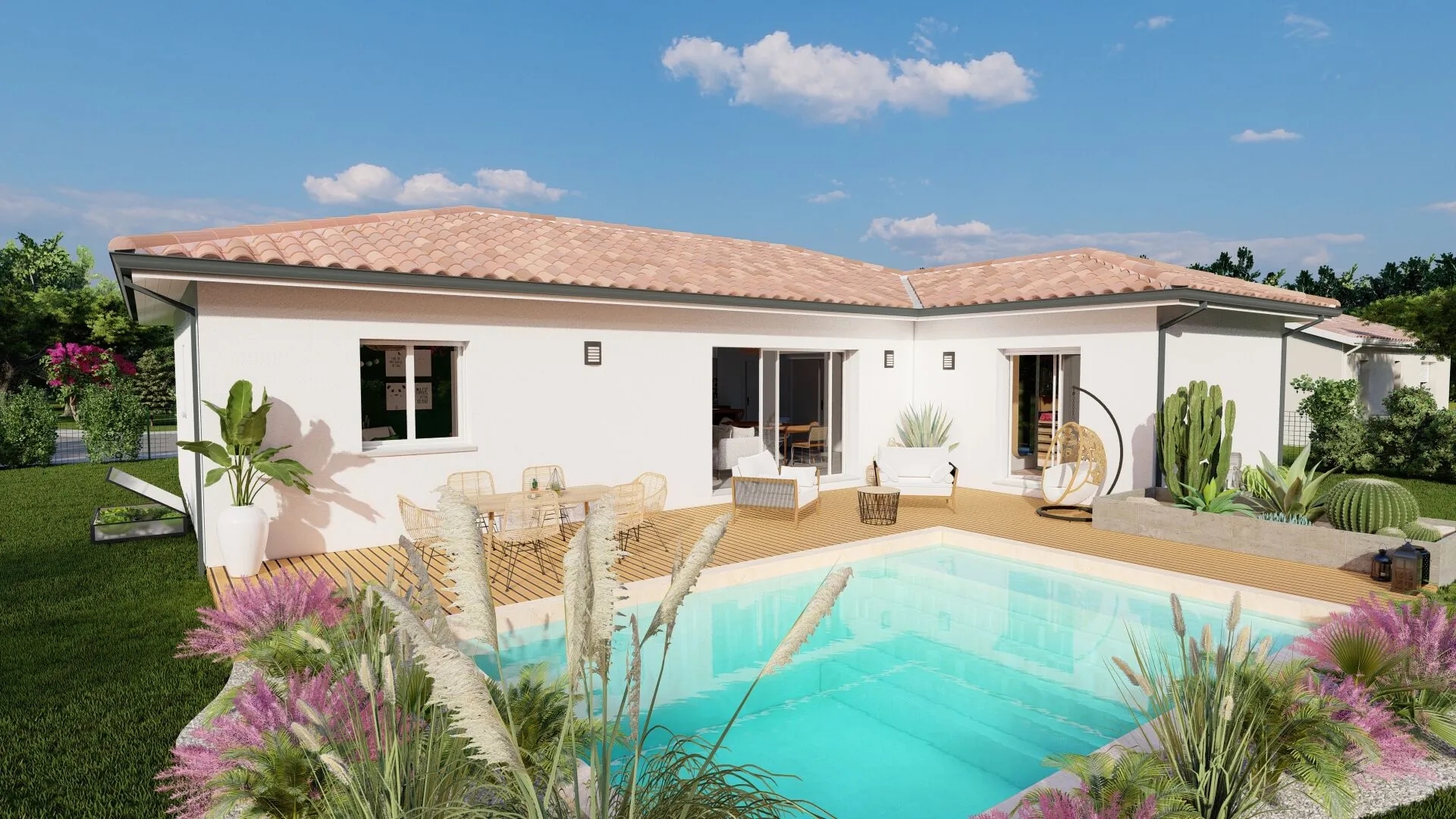 Terrain constructible et maison moderne à Saint Avit près de Mont de Marsan