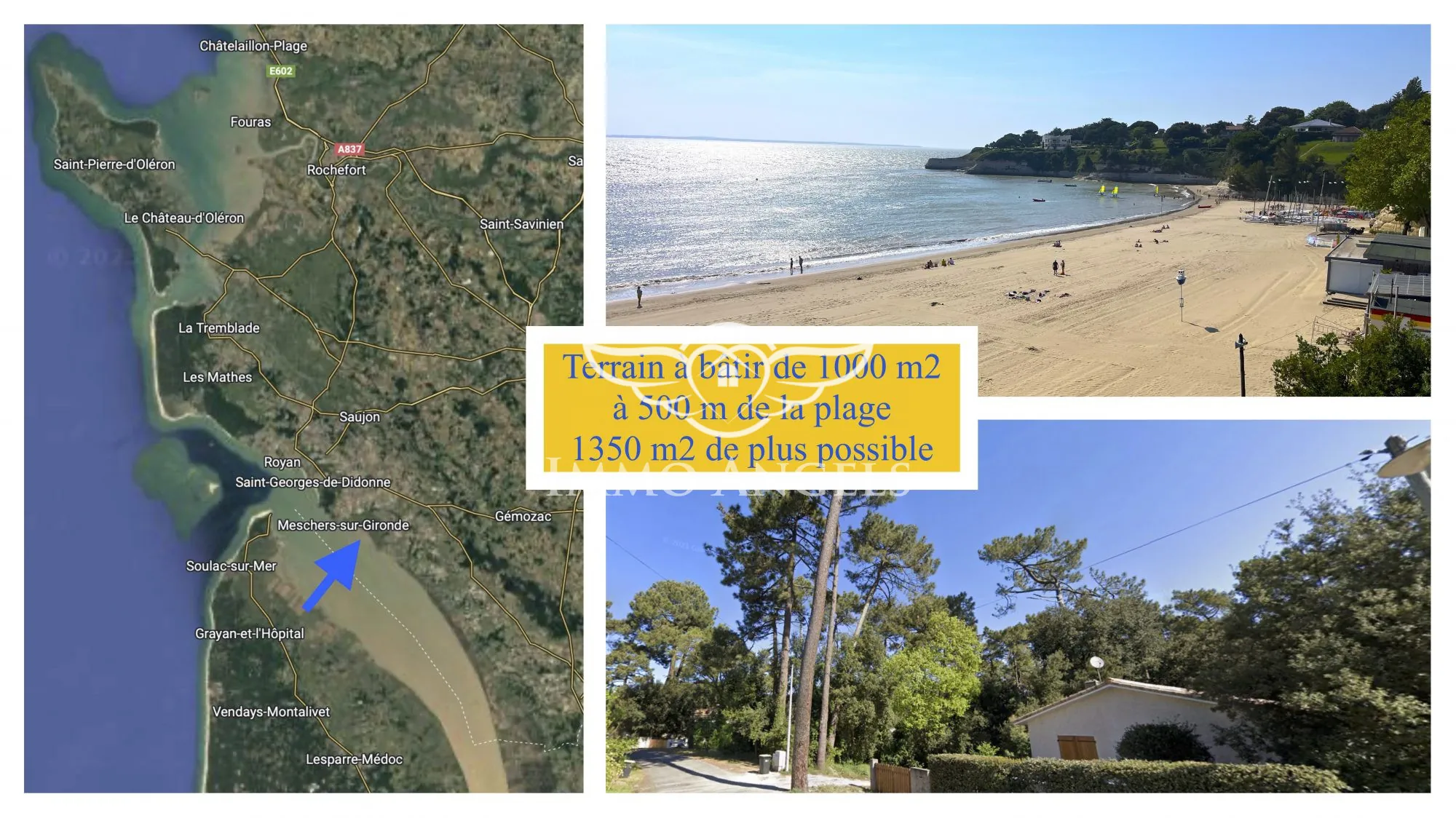 Terrain à bâtir de 1000 m² à Meschers-sur-Gironde, proche plages