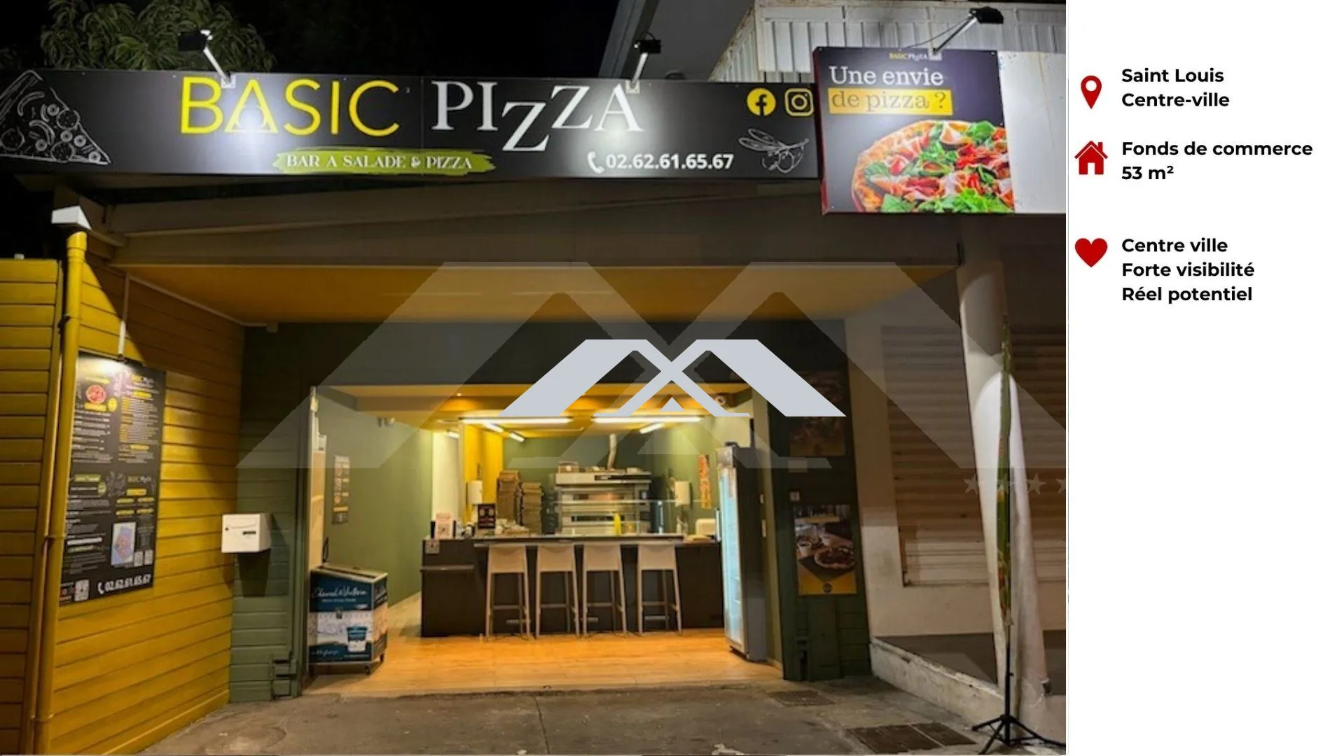 Fonds de commerce pour pizzeria à Saint-Louis avec forte visibilité
