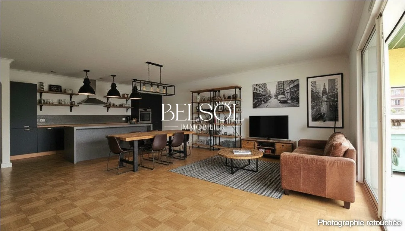 une idée d'agencement, une pièce de vie spacieuse ! A Perpignan, spacieux T4 avec terrasse, garage et faibles charges