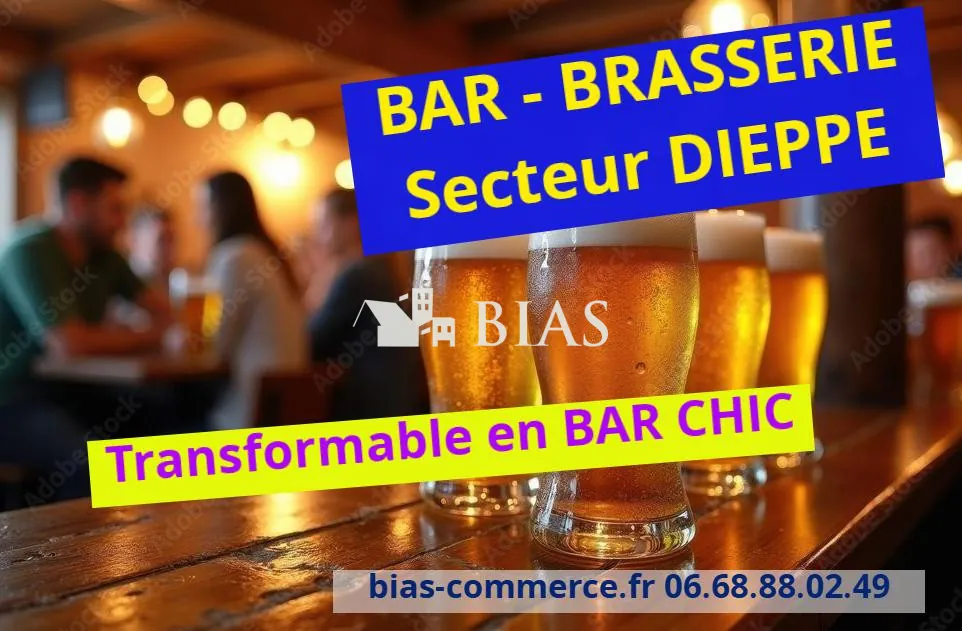Fonds de commerce Restauration/BAR à Dieppe avec Licence IV, potentiel de transformation