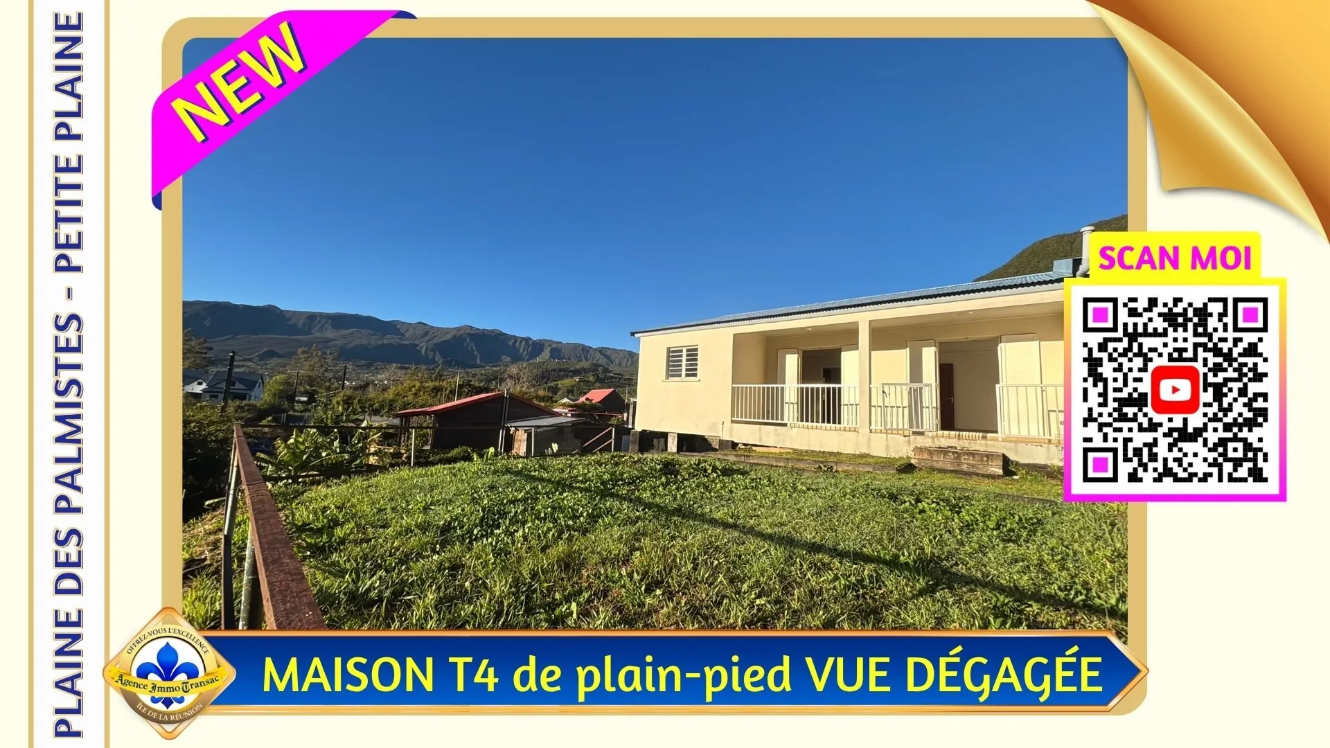 À vendre maison 3 chambres avec terrasse, vue montagne à La Plaine-des-Palmistes