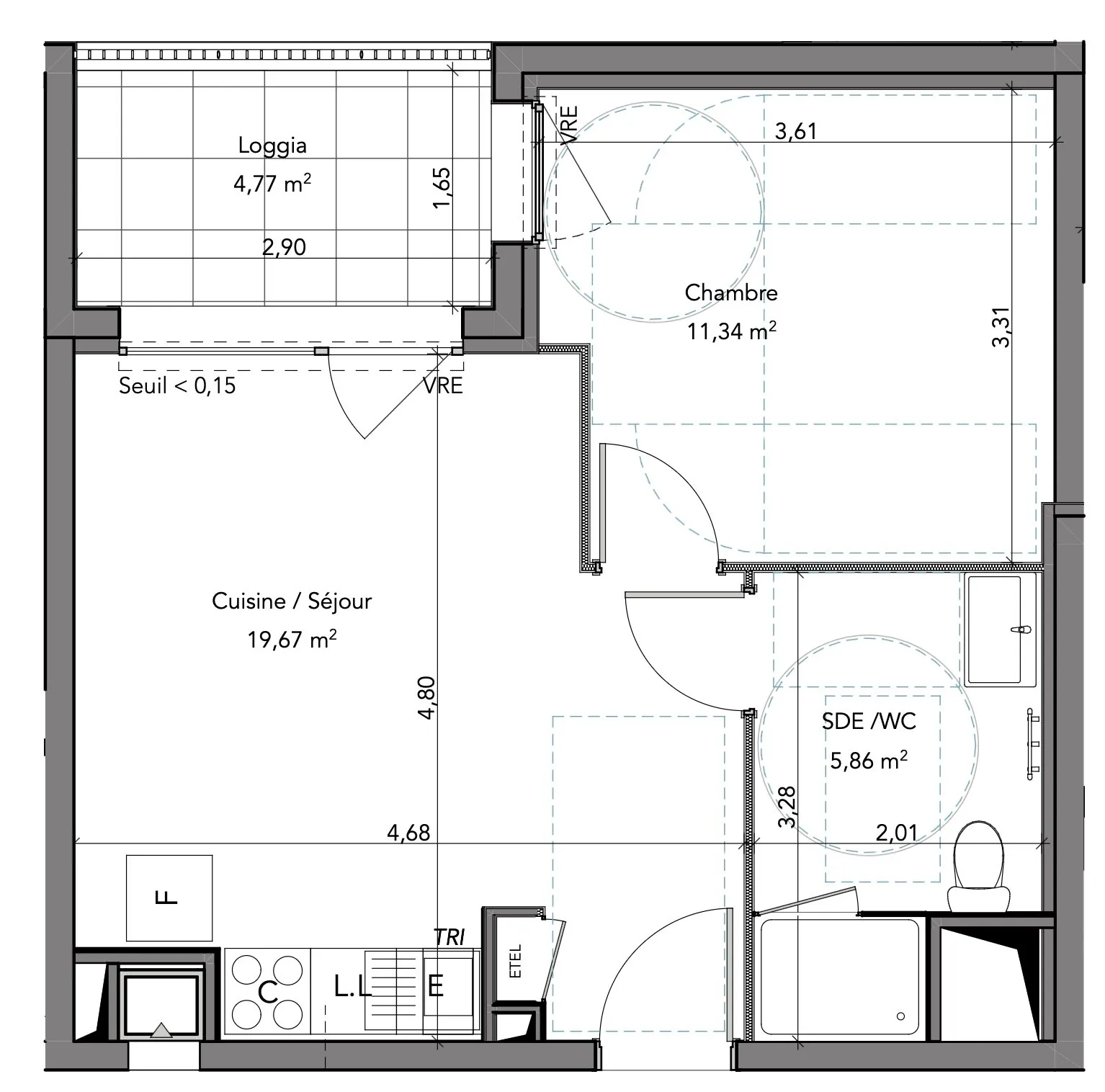 Appartement T2 neuf en dernier étage à Crozon, livraison 2027 