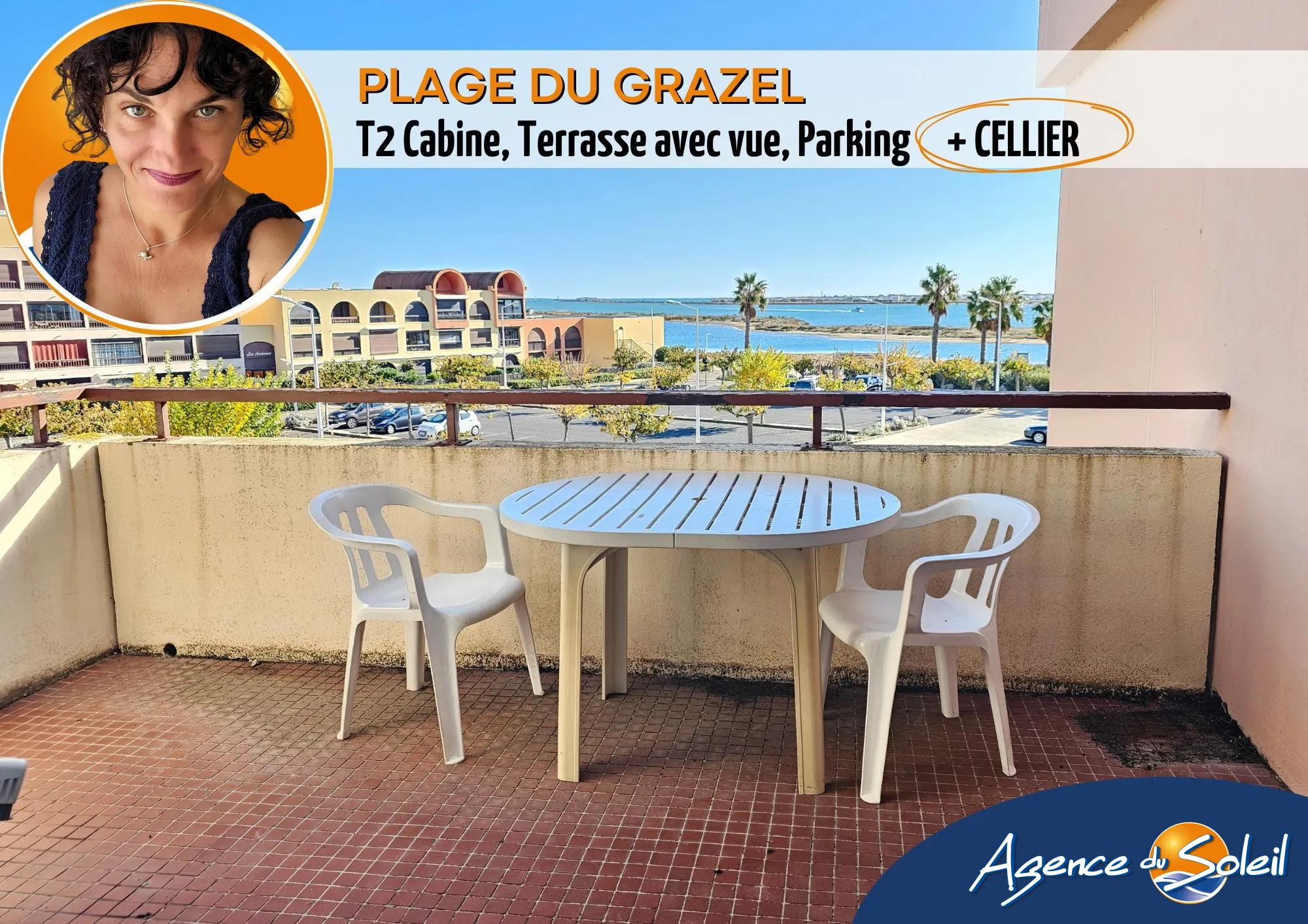 Appartement T2 cabine avec terrasse et parking à Gruissan - Vue Grazel