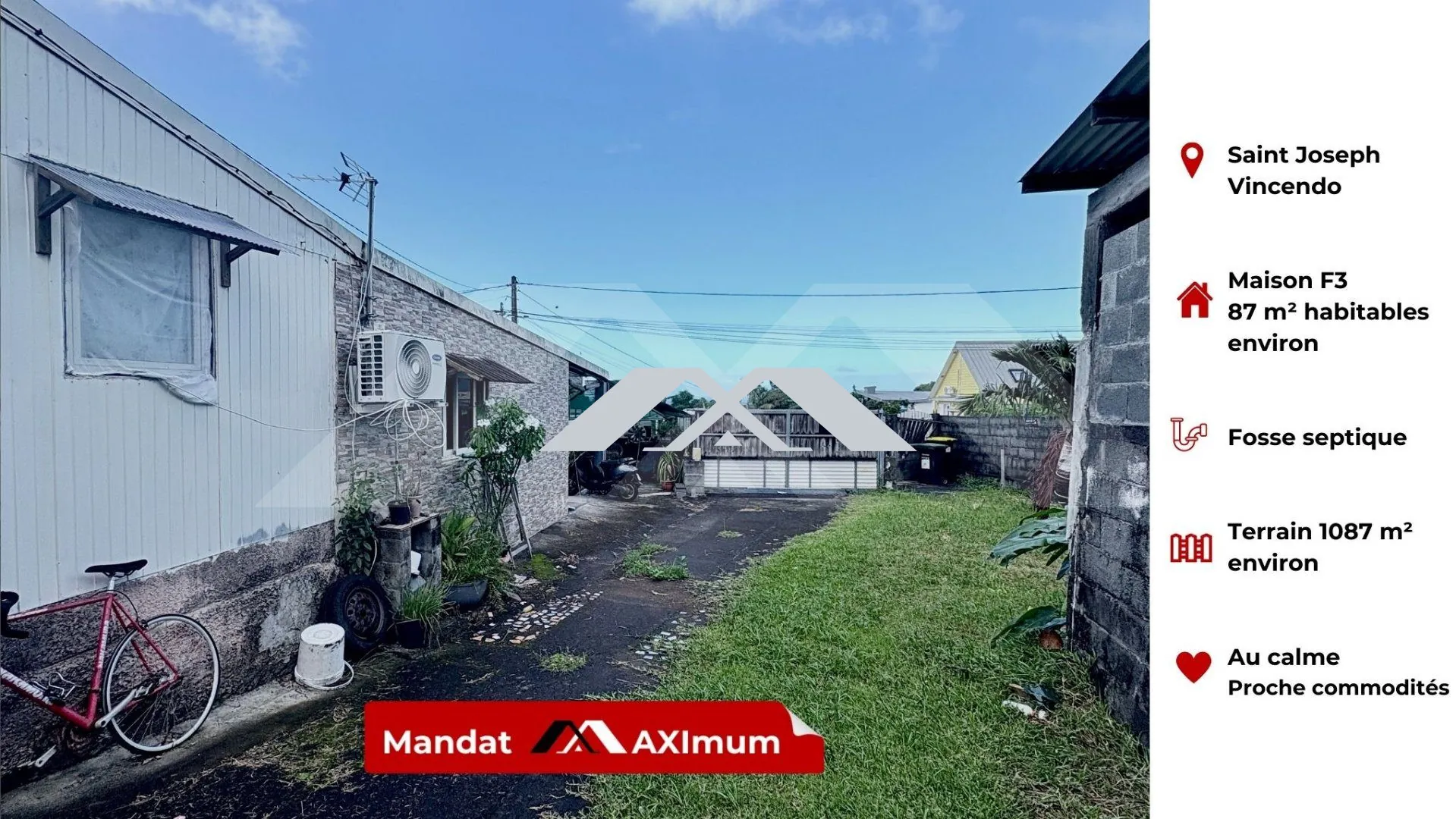 Maison F3 de 87 m² à Vincendo avec terrains et possibilités d'aménagement