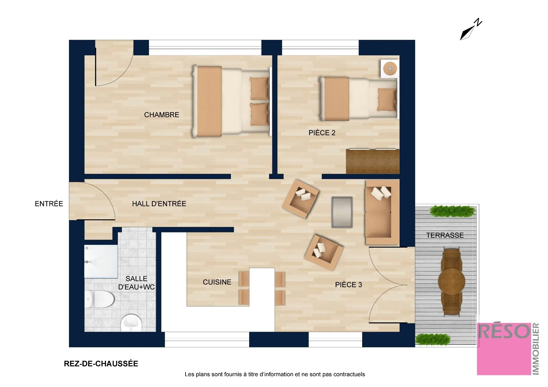 Appartement T3 rénové avec terrasse, balcon et stationnements à Habère-Lullin 