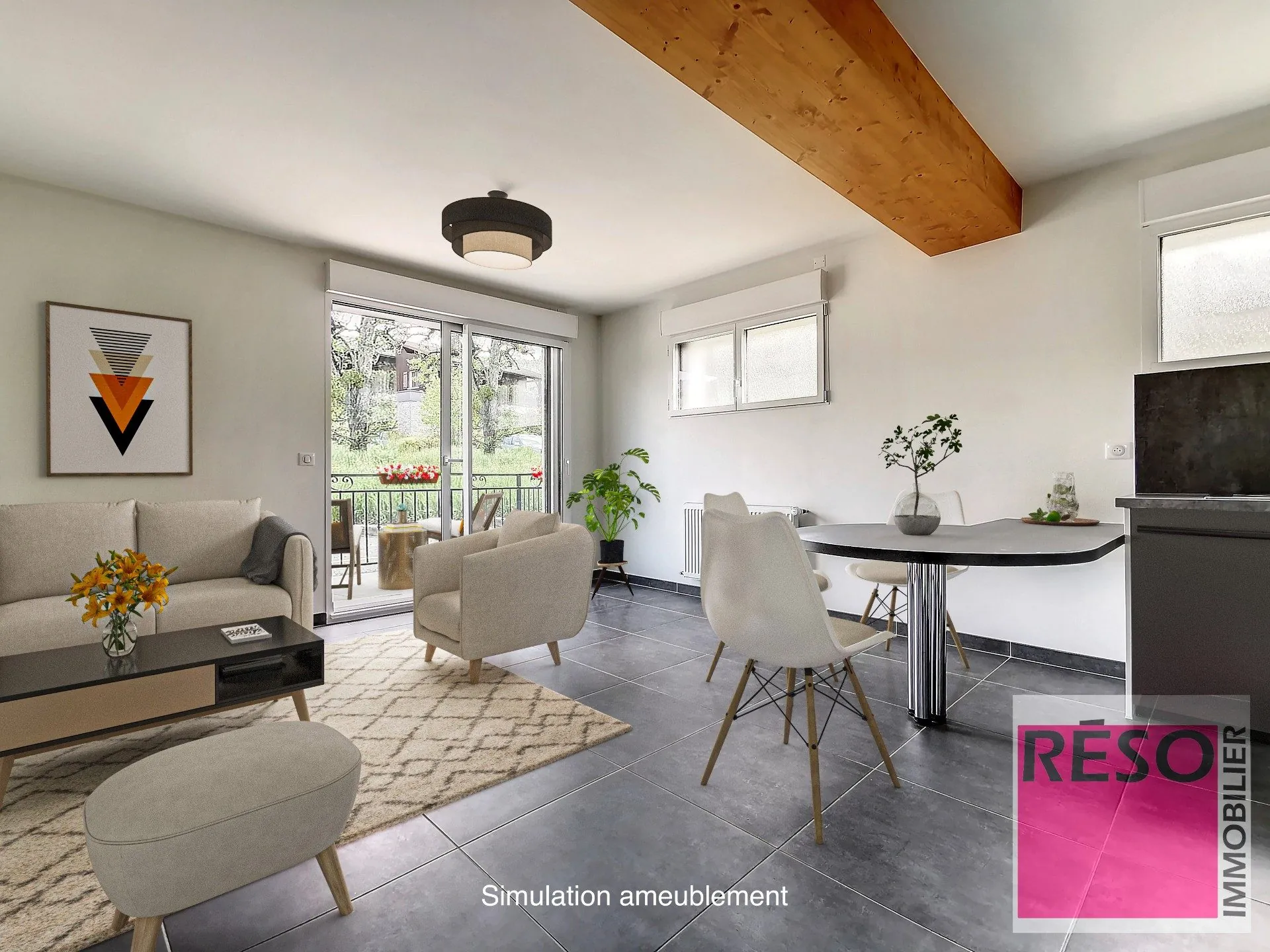 Appartement T3 rénové avec terrasse, balcon et stationnements à Habère-Lullin