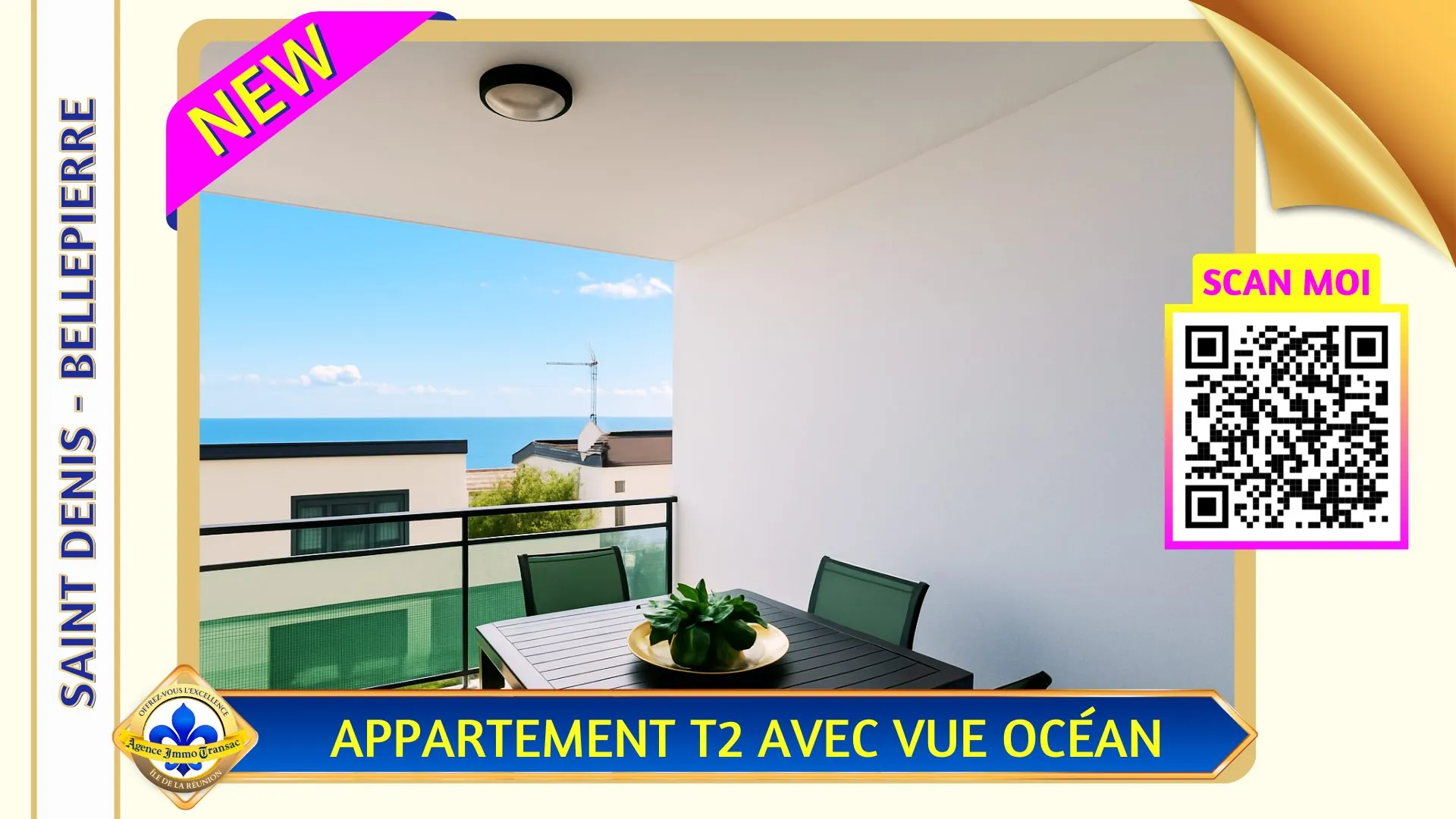 Appartement T2 avec vue mer à vendre à Saint Denis, Bellepierre