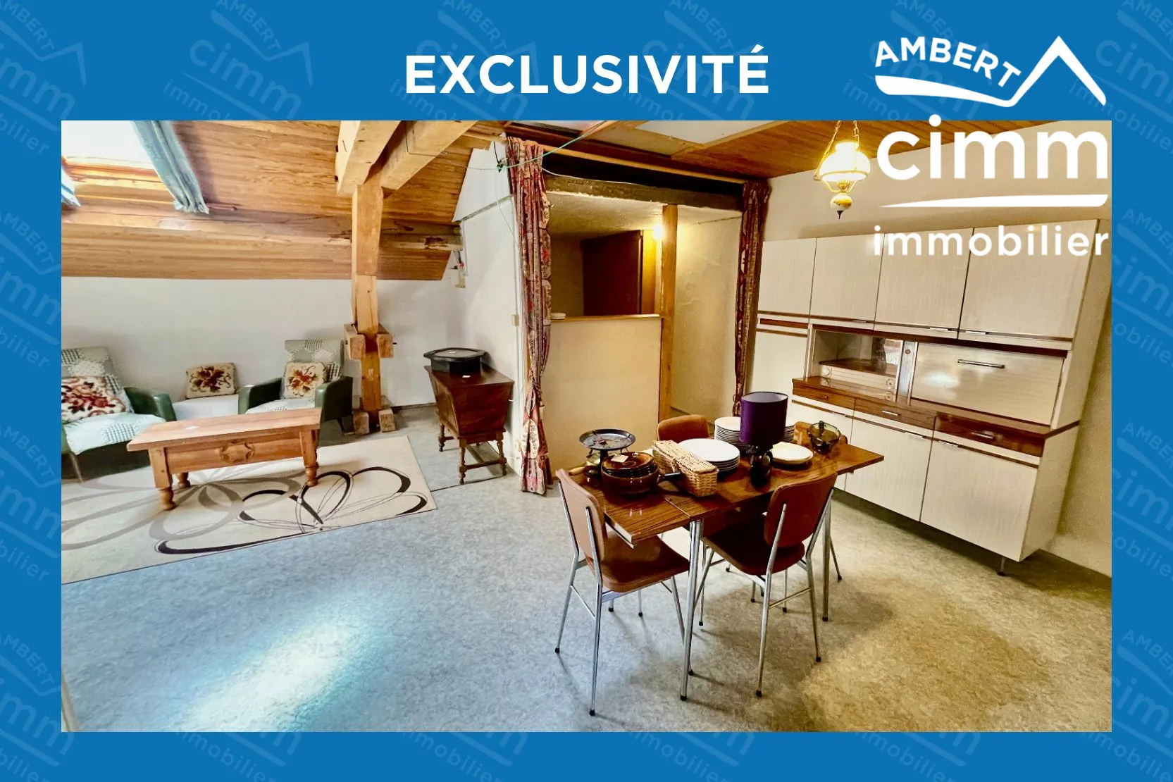 Appartement T3 à Ambert à rafraîchir, dernier étage, proche commodités