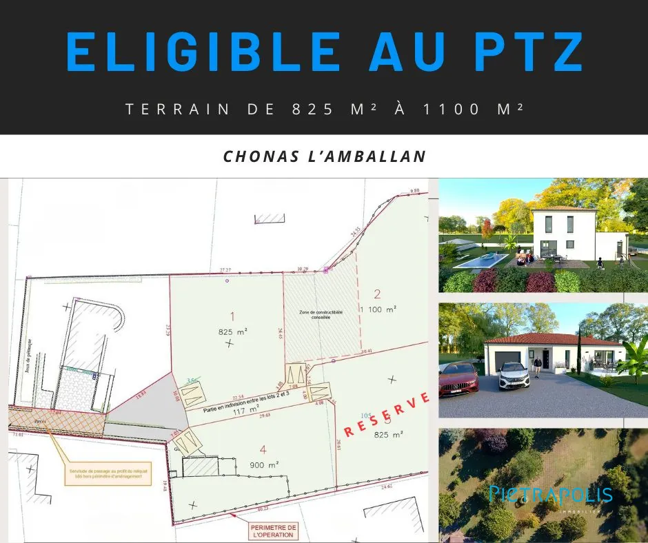 Terrain constructible de 825 m² à Chonas l'Amballan – Lot sécurisé et viabilisé