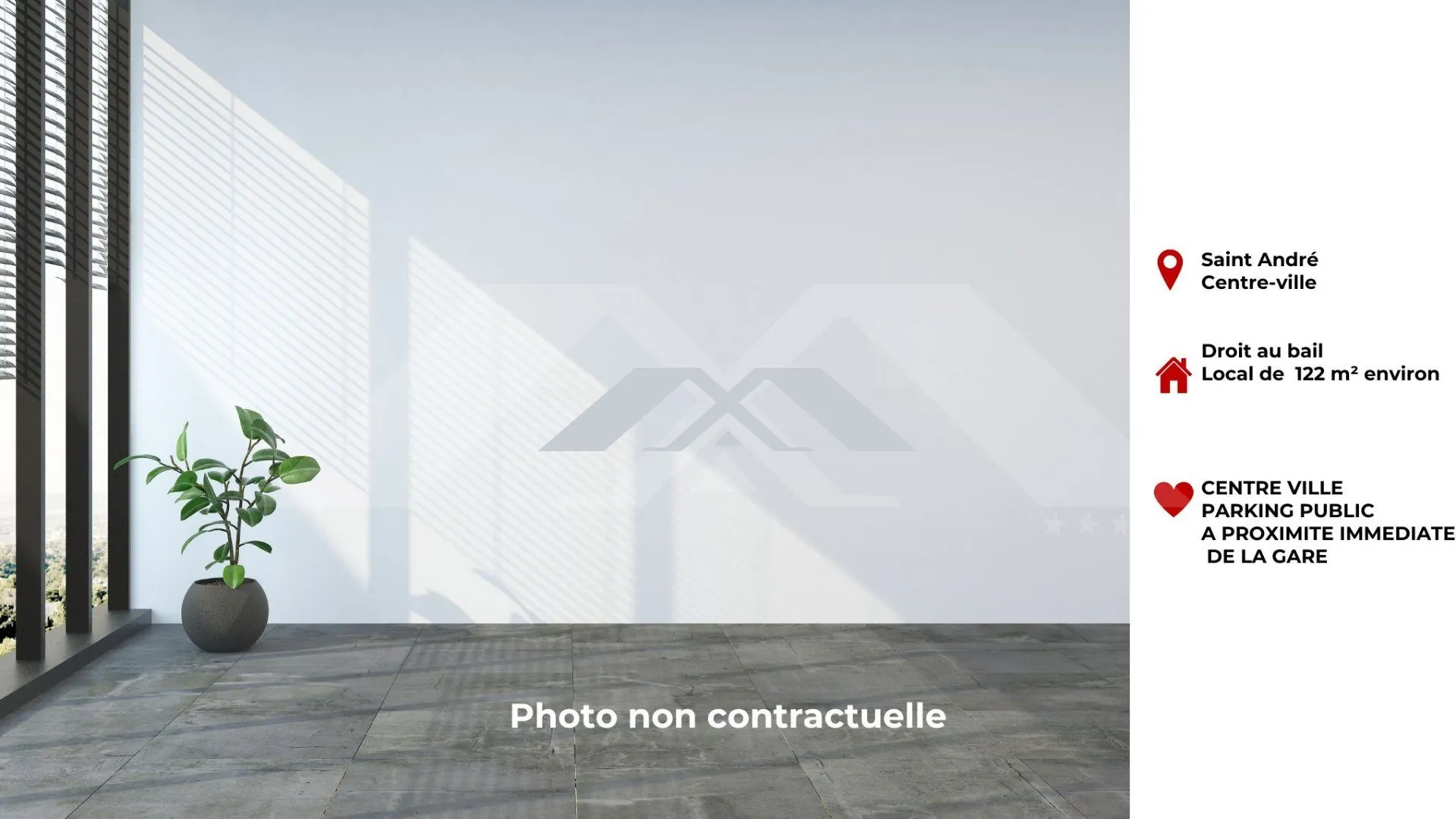 Local commercial 122 m² à Saint André proximité gare et centre économique