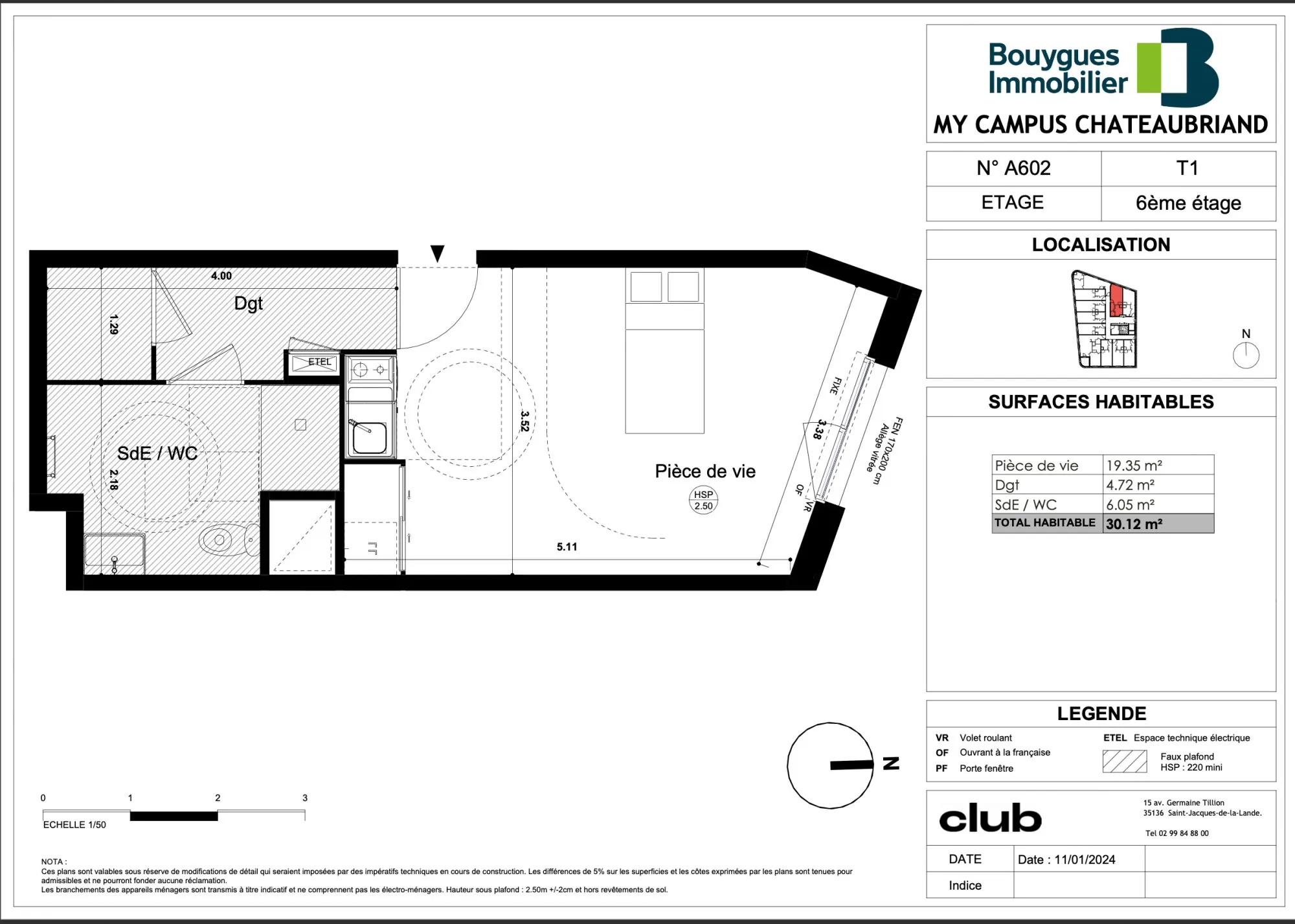 Appartement T1 neuf de 30 m² à Rennes, livraison 2026
