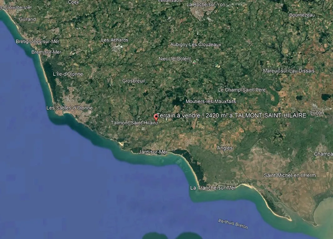 Terrain constructible de 2420 m² à Talmont-Saint-Hilaire, proximité plages 