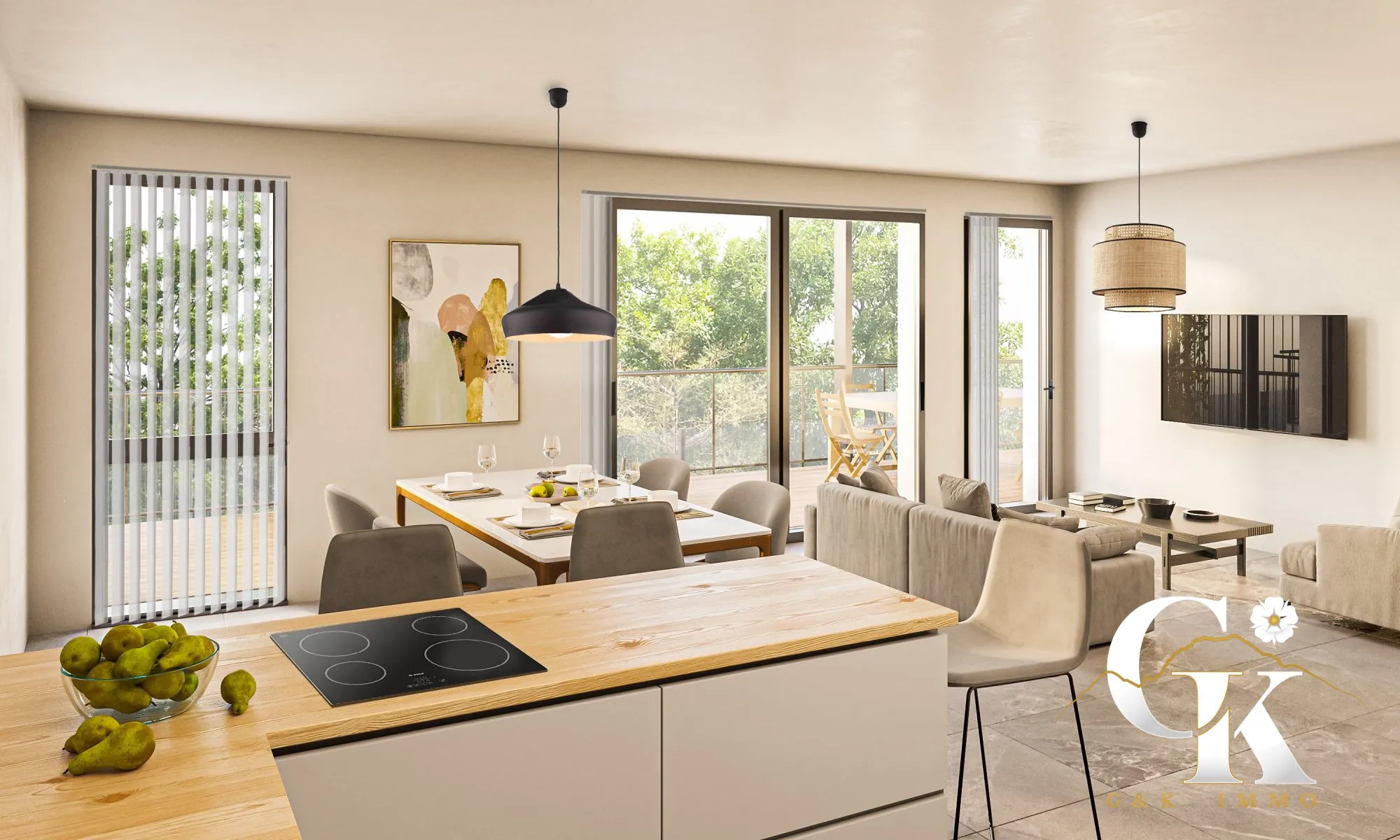 Appartement T2 neuf avec terrasse et vue panoramique à Fontaine