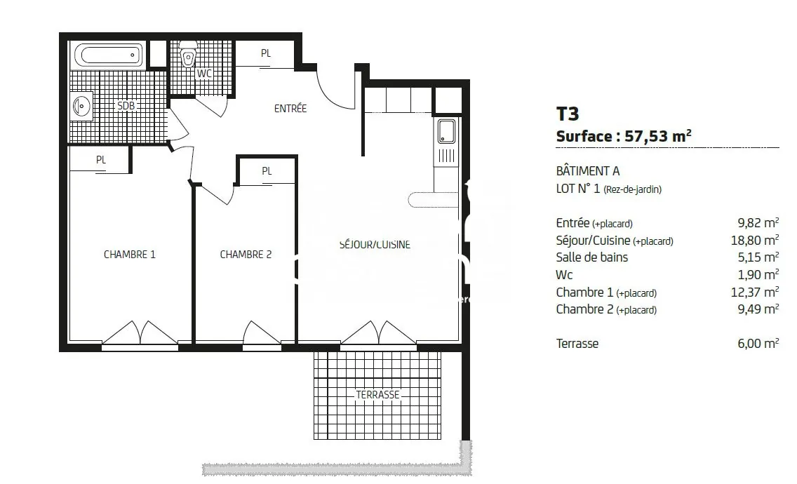 Appartement T3 neuf à vendre à Poitiers - Investissement rentabe 5% 